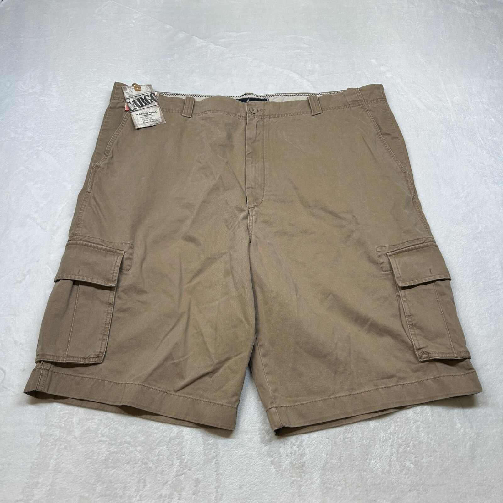 Roundtree & Yorke Cargo Shorts Mens 46 Tall 13″ Inseam Washed Twill Classic NEW