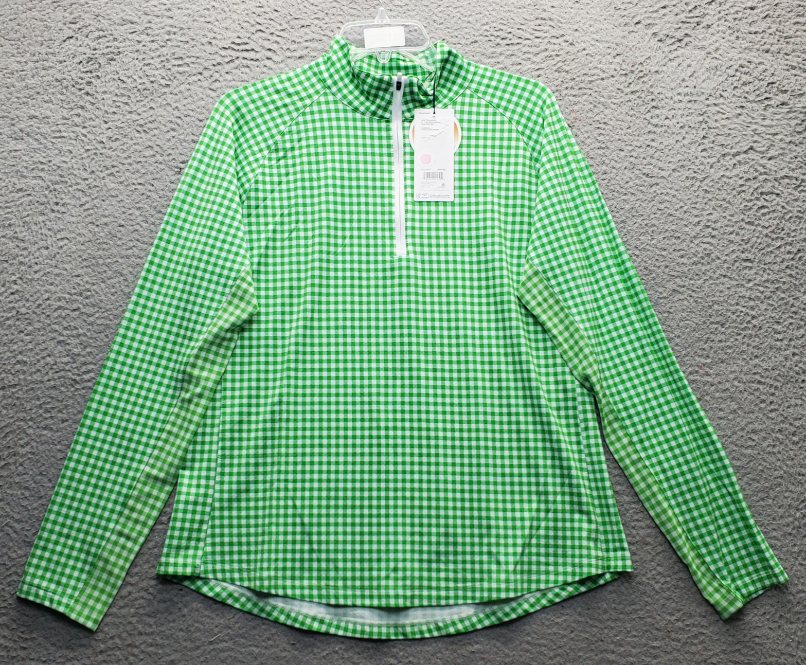 Walter Hagen Performance 11 1/4 Zip Pullover Women L Multi Plaid Stretch UPF 50+