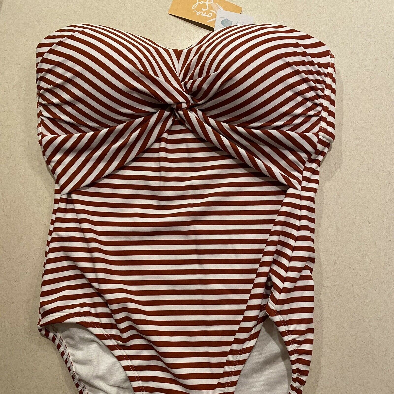 Swimsuit KONA SOL Red Stripe One Piece Strapless Swimsuit M 8-10 with Strap