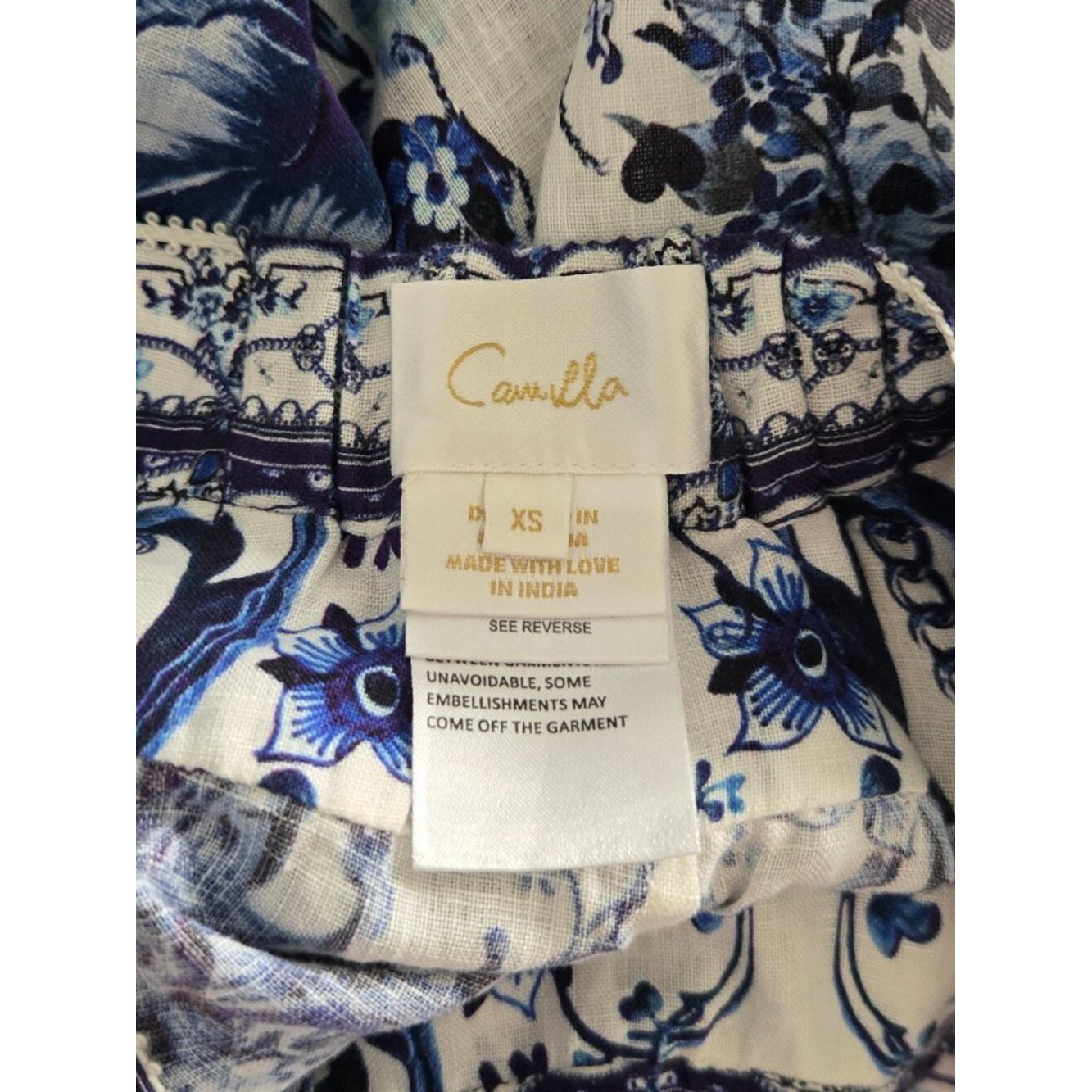 Camilla Linen Glaze and Graze Wide Waistband Shorts Size XS