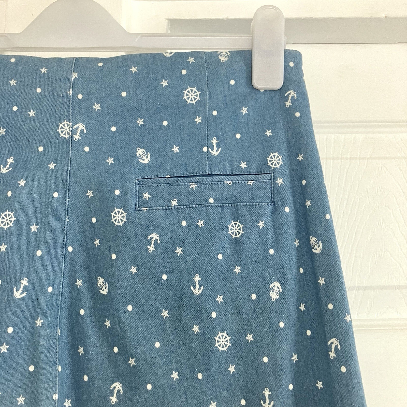Banned Dancing Days Nautical Blue Retro Capri Pants Cropped Trousers Size L W30