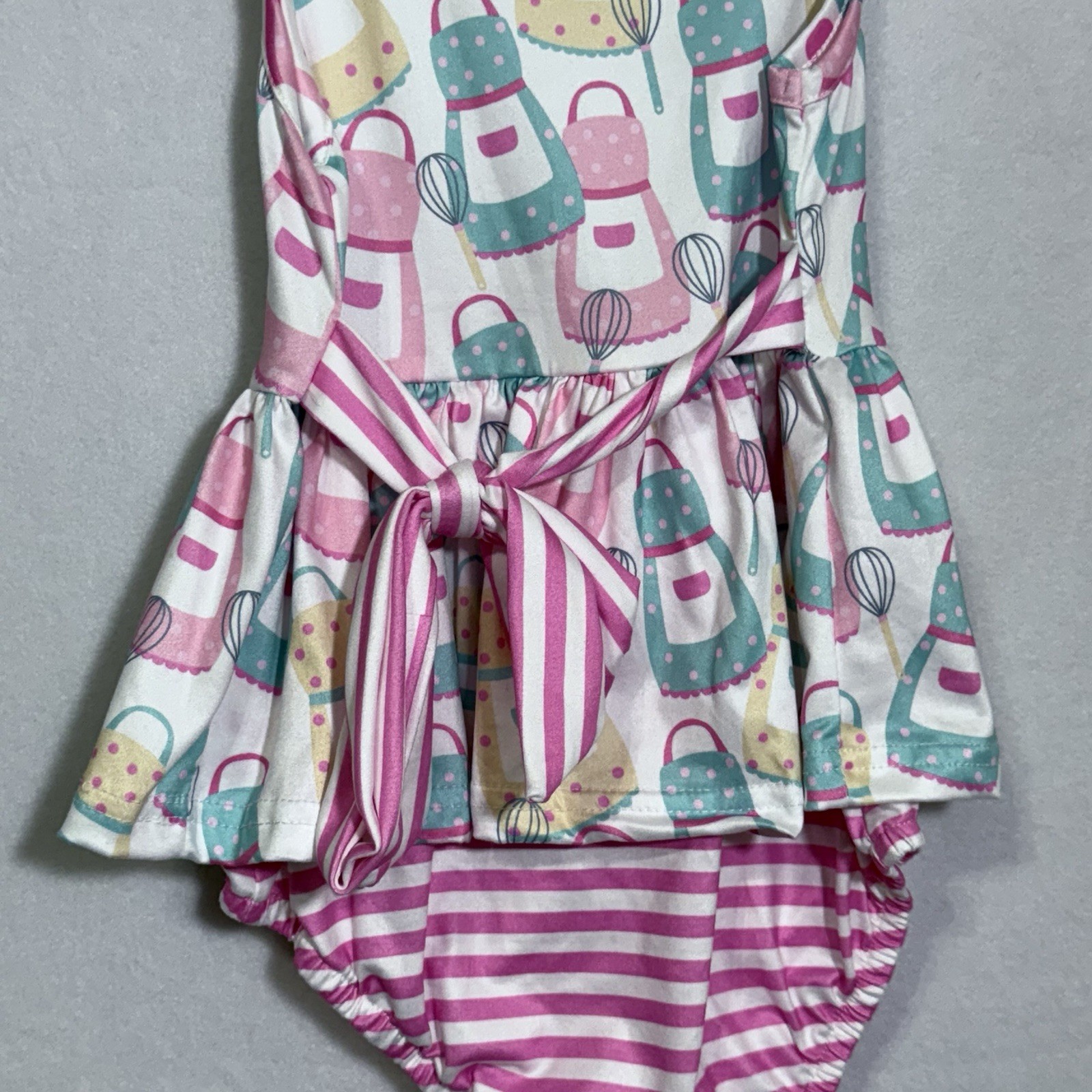 Pete + Lucy Baking Beauty Pink Blue Bubble Bodysuit Romper Girl’s Size 18-24M