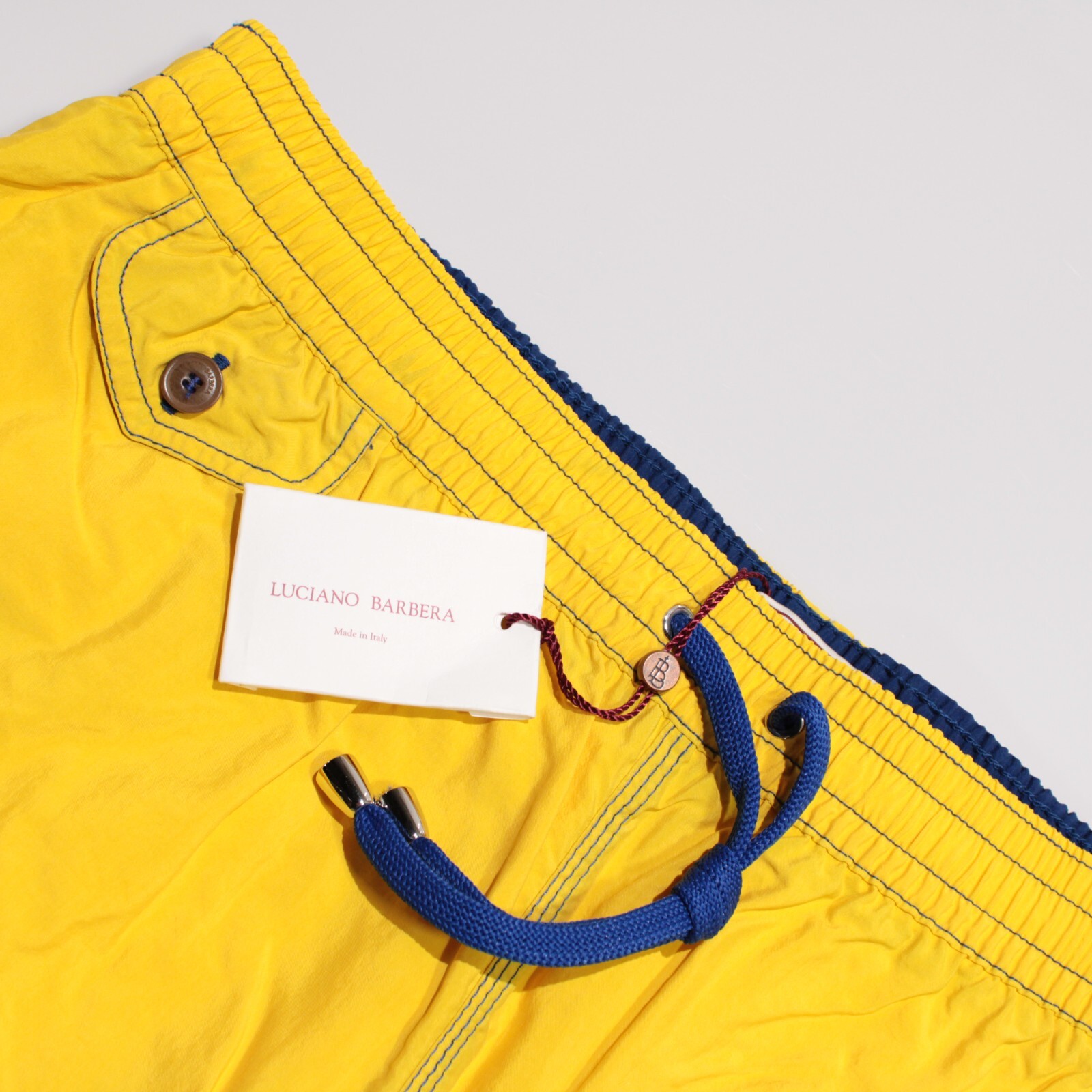 Luciano Barbera NWT Swimsuit Size 2XL US In Solid Yellow 100% Polyamide