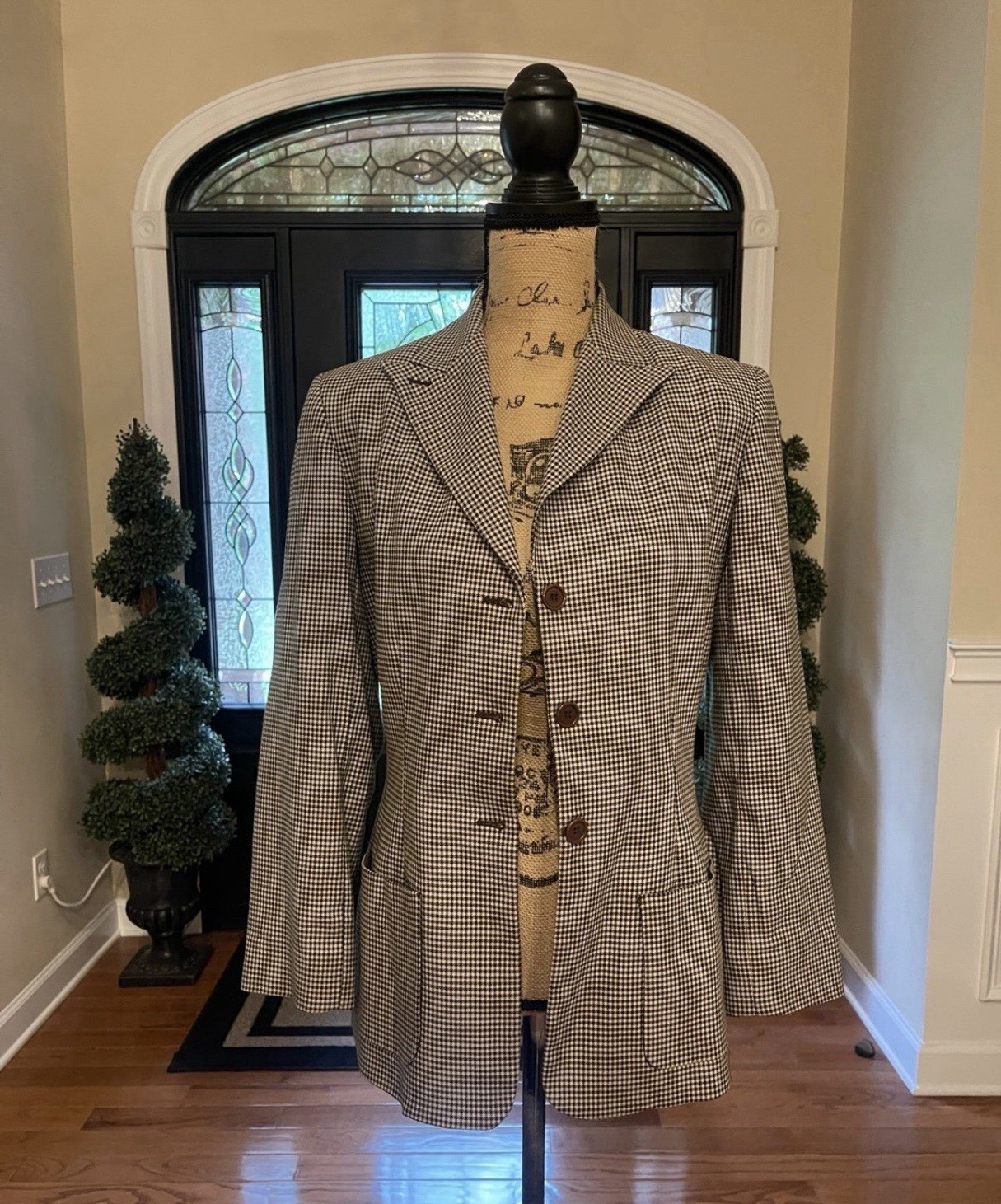 Max Studio Collection Women’s Houndstooth Herringbone Blazer Jacket Size 10