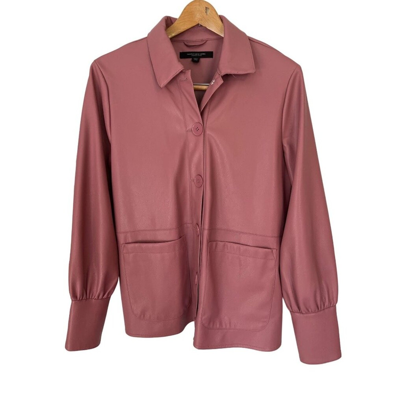 Marc New York Vegan Leather Jacket M Pink Butter Soft Button Closure Vintage