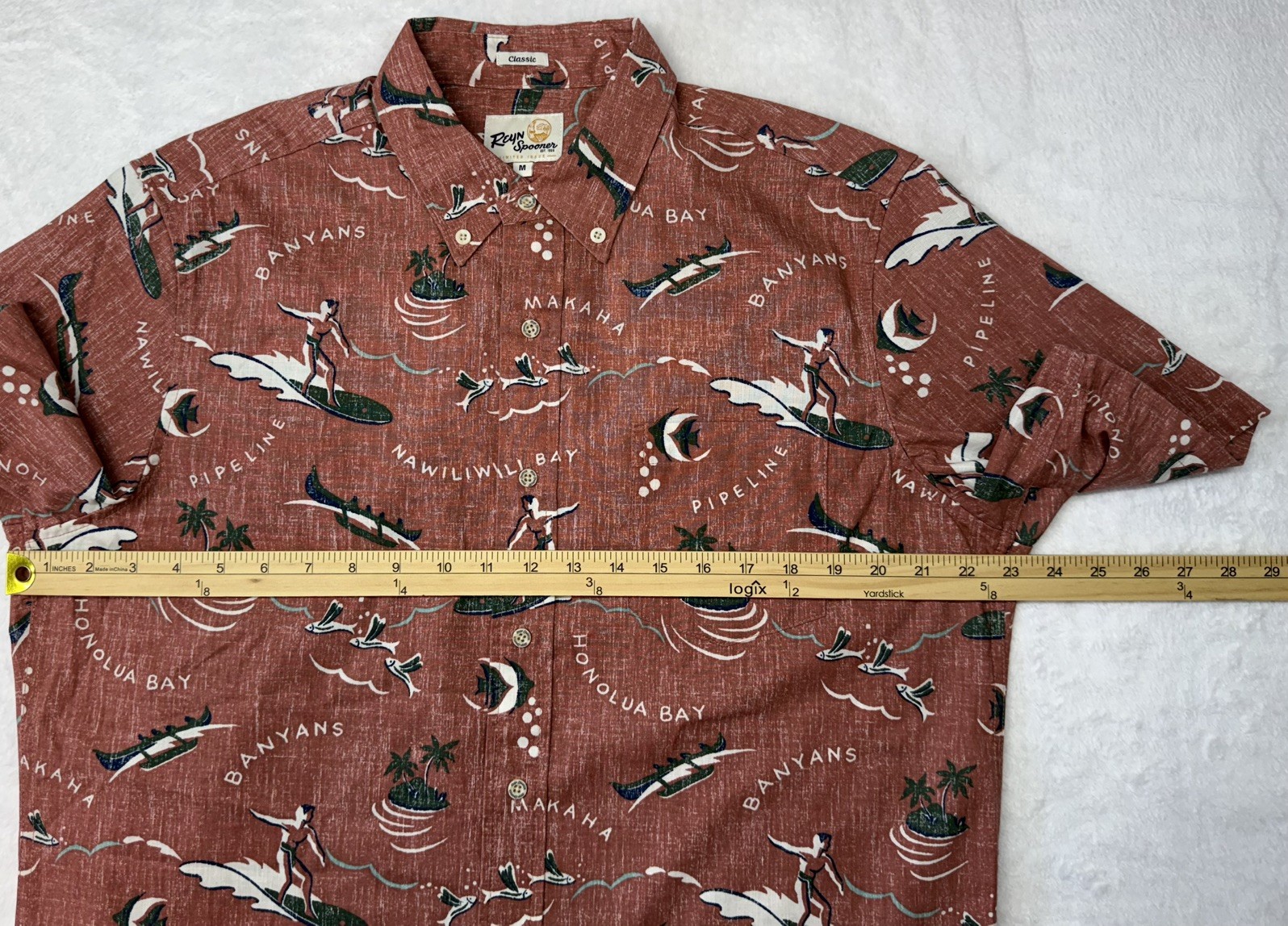 Reyn Spooner Ocean Chillin Classic Fit Hawaiian Aloha Shirt Mens MD. Surf Spots