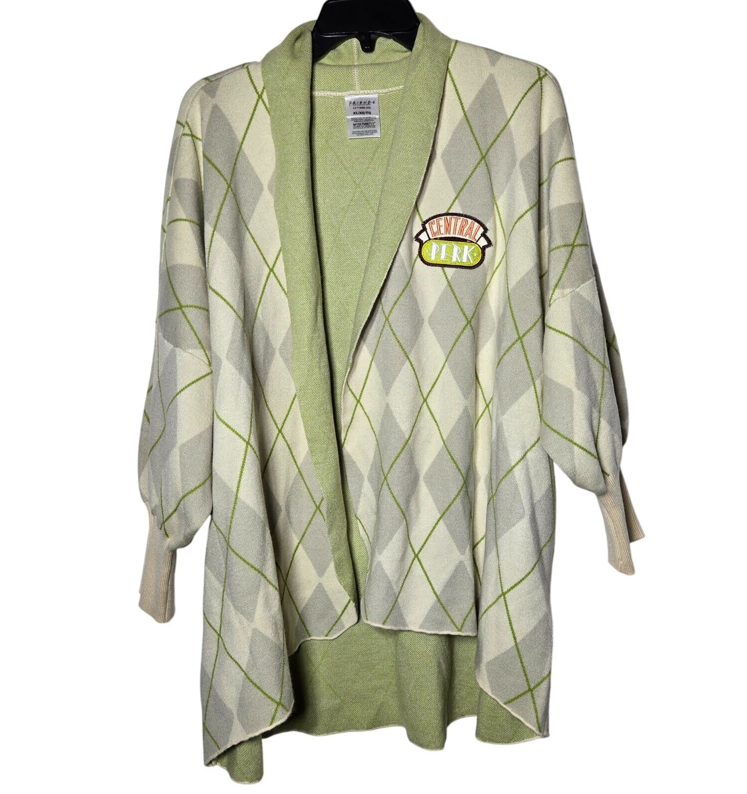 NWT Friends Central Perk Argyle Cardigan Sweater Size XL CultureFly Exclusive