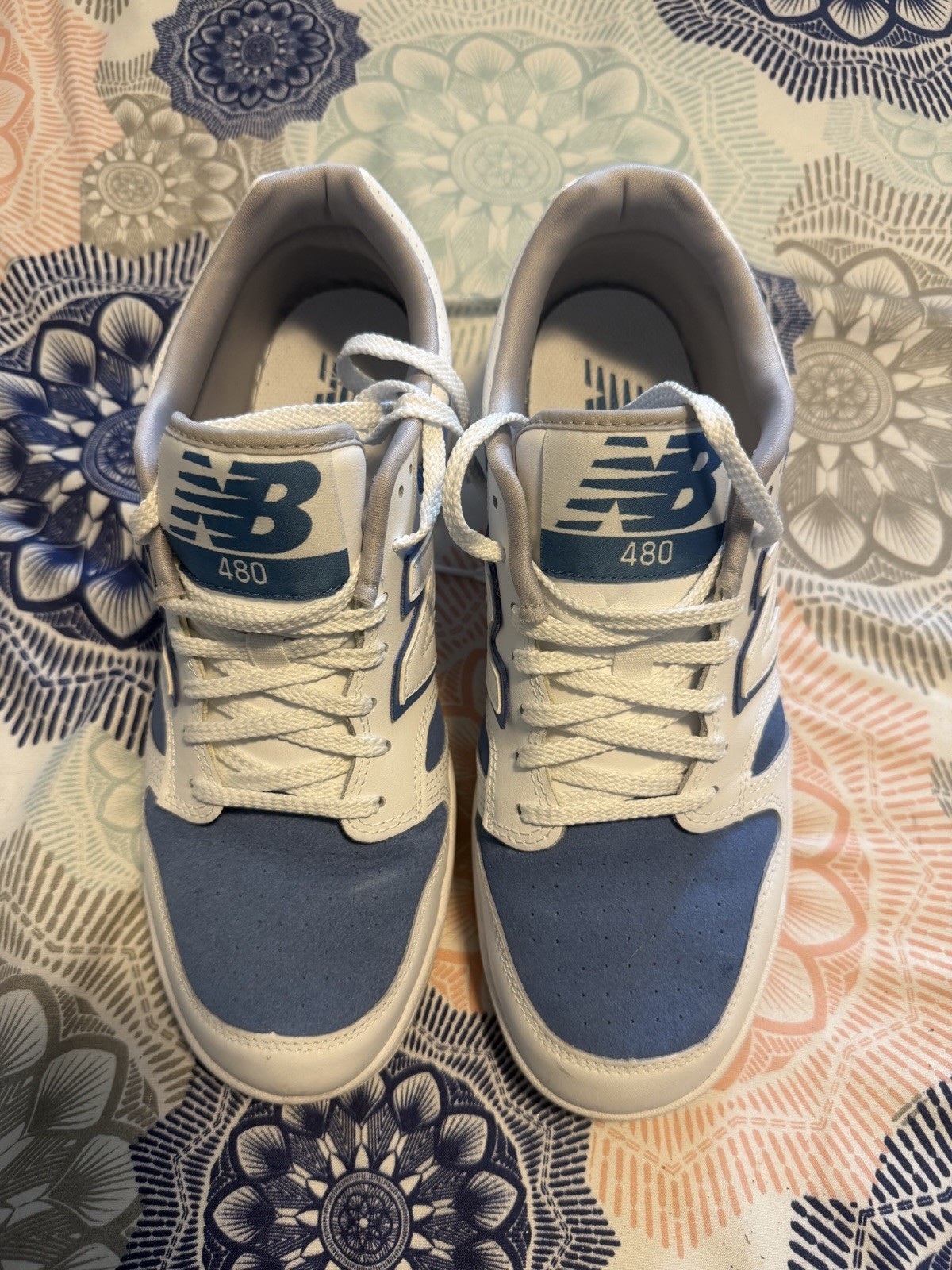 New Balance 480 White Royal Blue Suede Mens Size 10