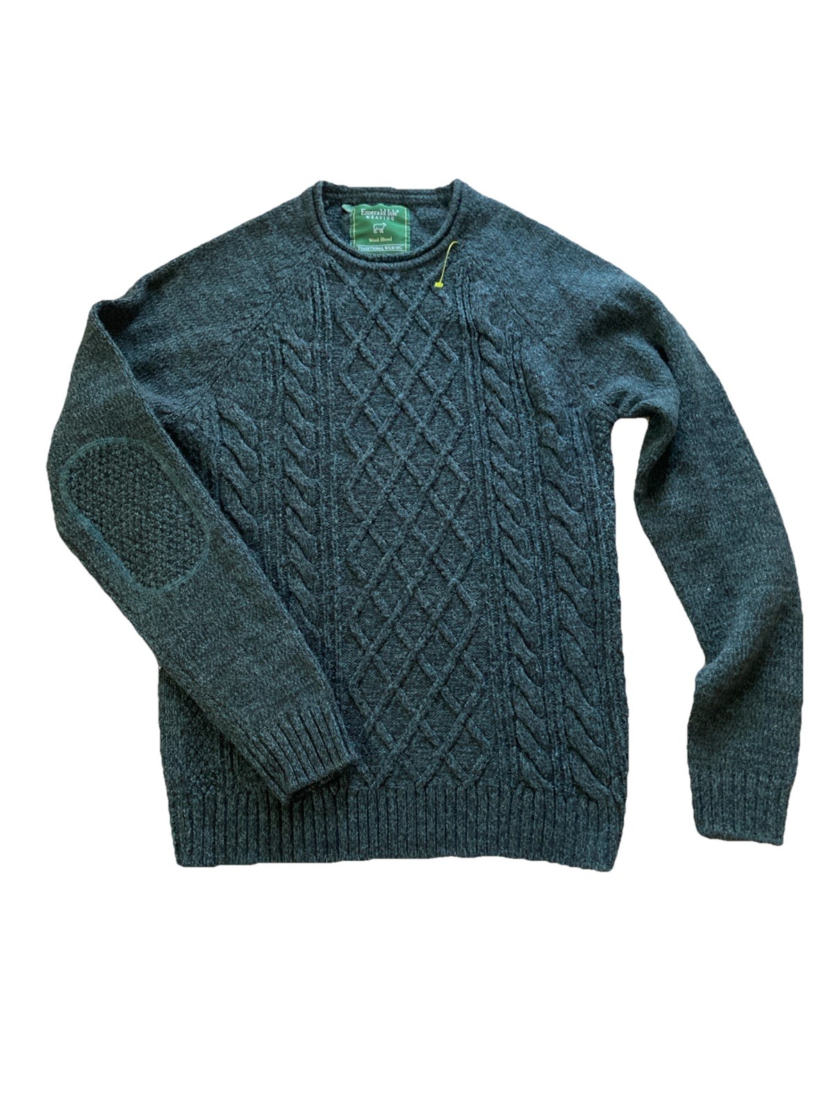 Emerald Isle Dingle Wool Blend Sweater Mens Sz S Blue Cable knit Fishermen
