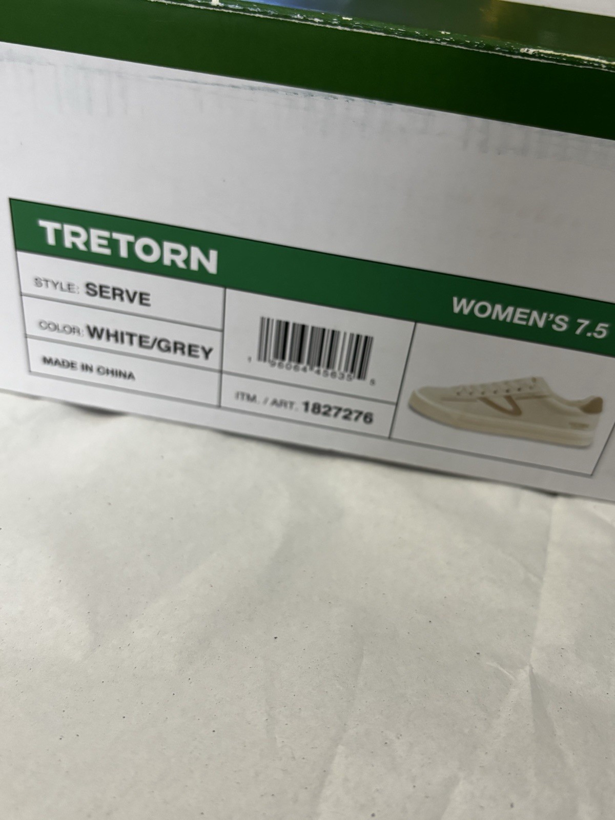 Tretorn Serve Memory Foam Footbed Sneakers Tennis Shoes White/Grey Size 7.5