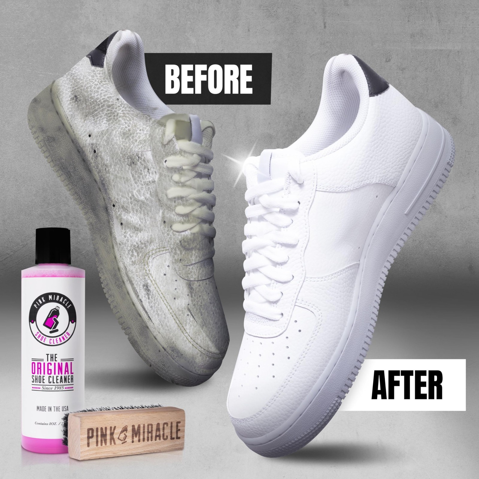 Ultimate Pink Shoe Cleaner Kit – Brush & Bottle for Fabric, Leather, Suede, Nubu