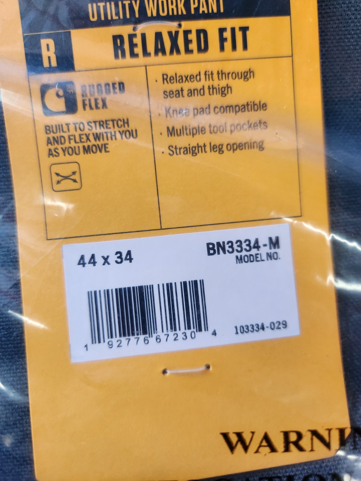 Carhartt Men’s Rugged Flex Relaxed-Fit Duck Double-Front Pants, Size 44 x 34