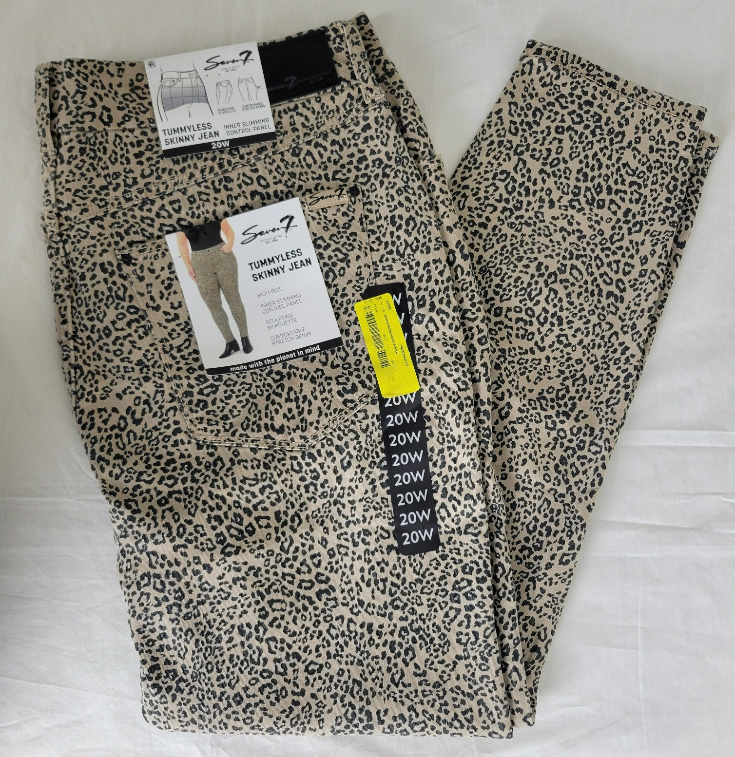 Seven7 Tummyless High Rise Comfy Stretch Skinny Jean Womens 20W LEOPARD