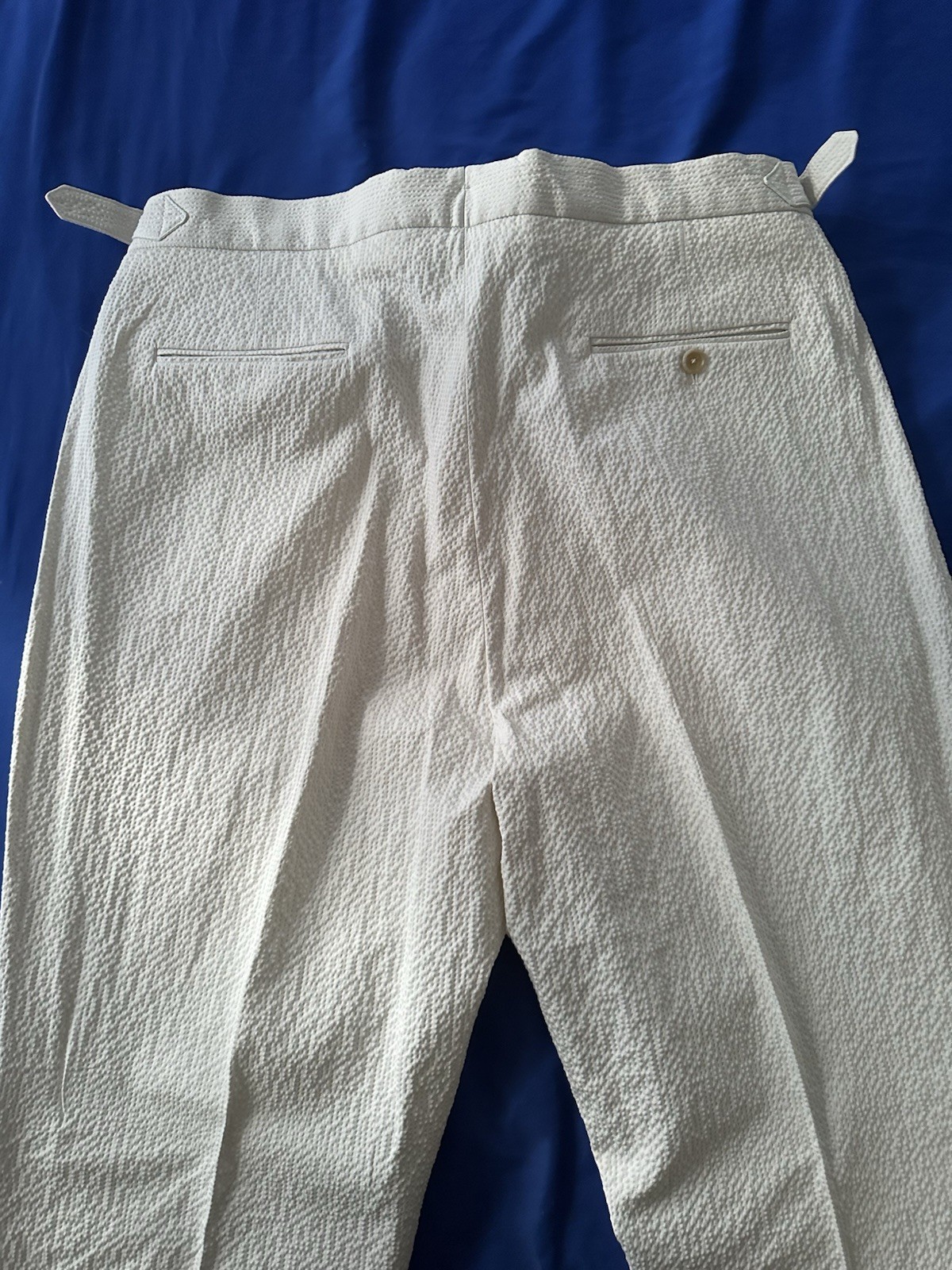Todd Snyder Double-Breasted Cream Seersucker Men’s Suit 44R 38×32 2 Piece