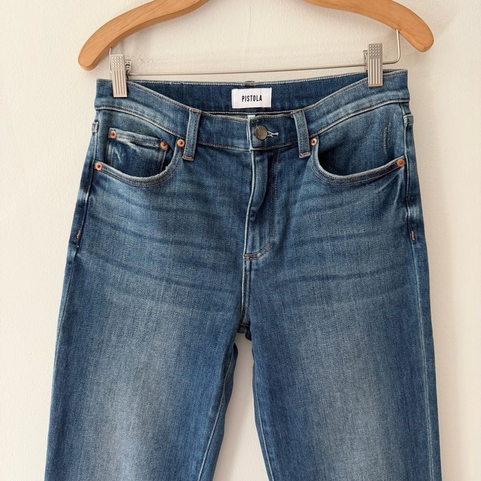 Pistola Jeans Monroe Crop High Rise Cigarette Jean Blue Denim Size 28
