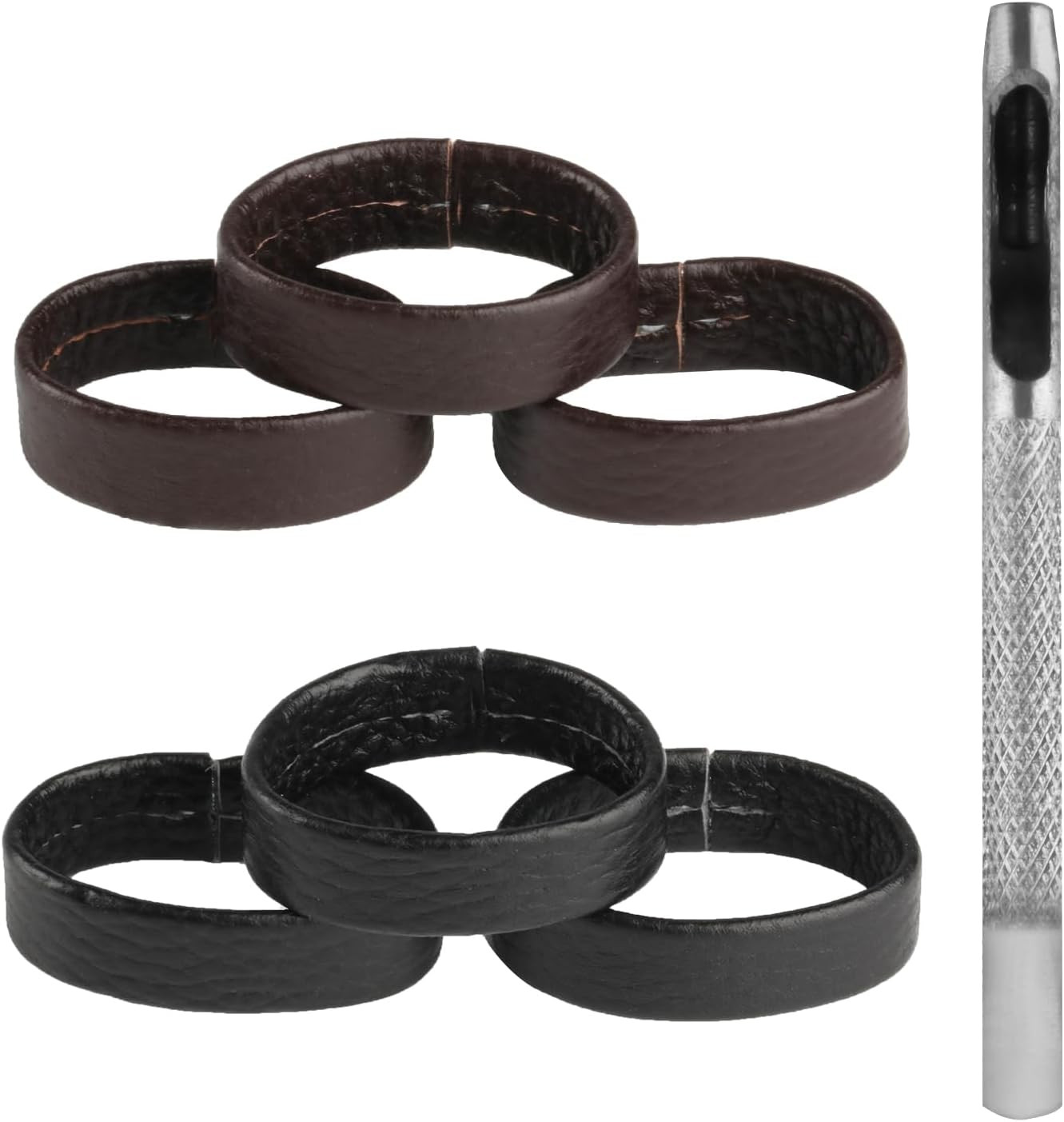 7 Pcs Leather Belt Loop Keepers with Puncher for 1.1″-1.57″ Straps