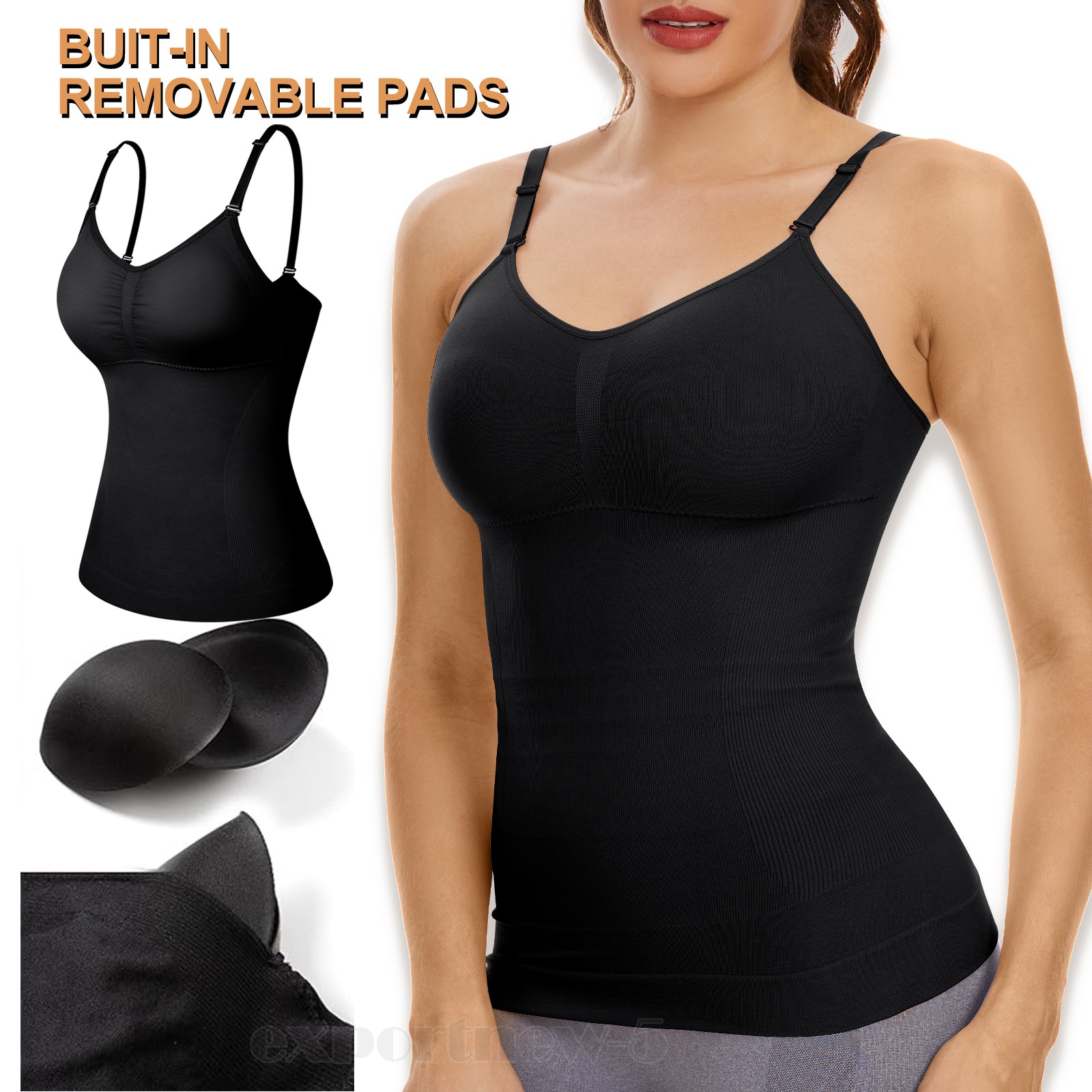 Women’s Shapewear Tops Padded Bra Tank Cami Shaper Compression Tummy Control Top