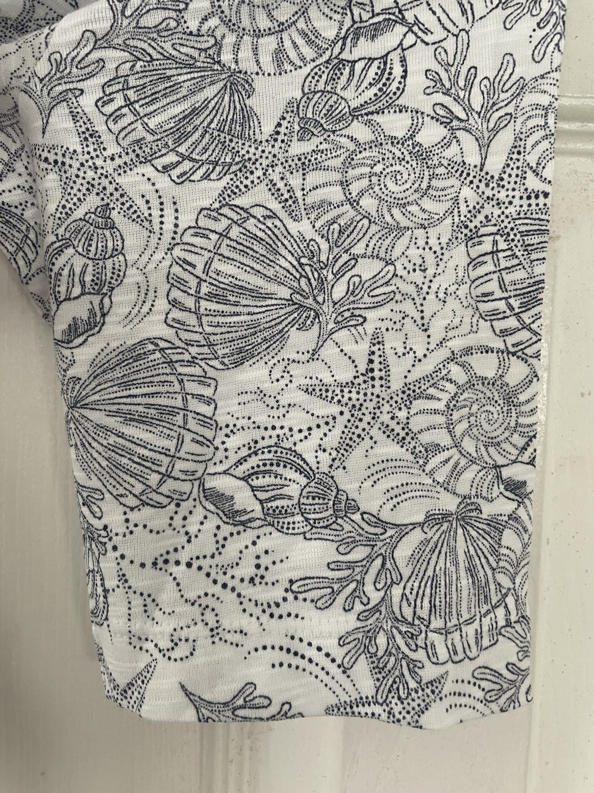 NWT NEW SUMMER J JILL MEDIUM PIMA SLUB UNDERWATER PARADISE SEASHELL TEE $49.00