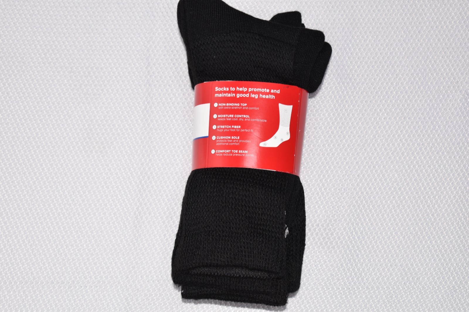 NWT MEDIPEDS 4-Pack Non-Binding Crew Socks Black
