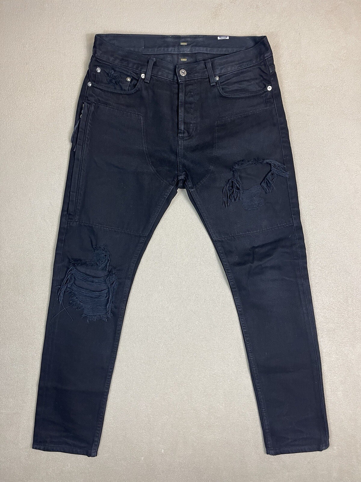Mr Completley Jeans Mens 30 Black Distressed Casual Preppy Zip Pocket Denim