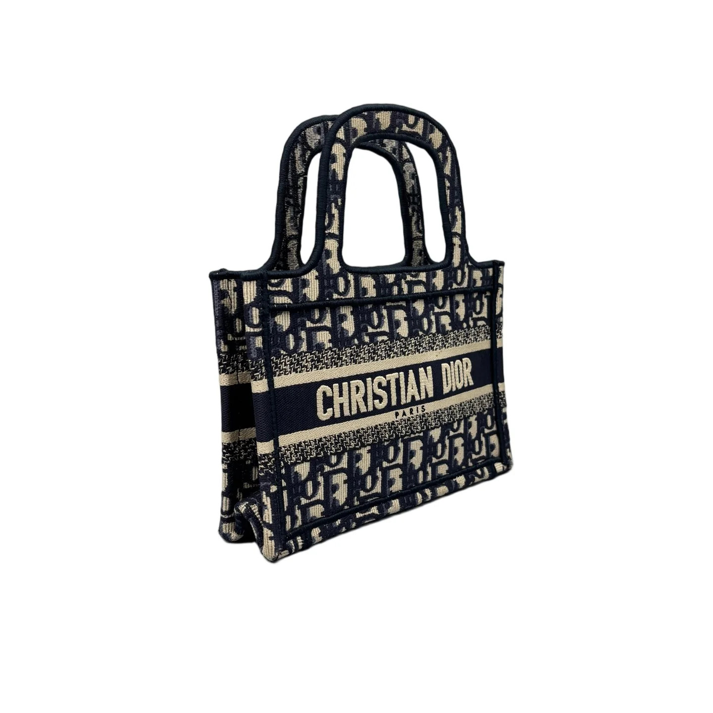 Dior Mini Book Tote Navy Beige Oblique (mx060326b0r)
