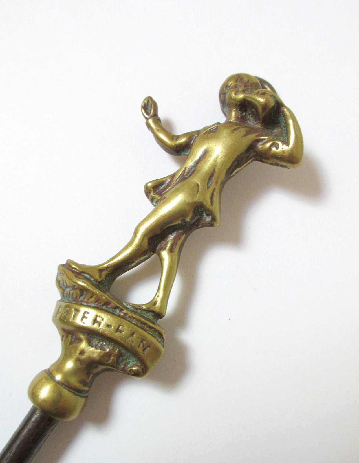 Antique Figural Brass Button Hook Peter Pan