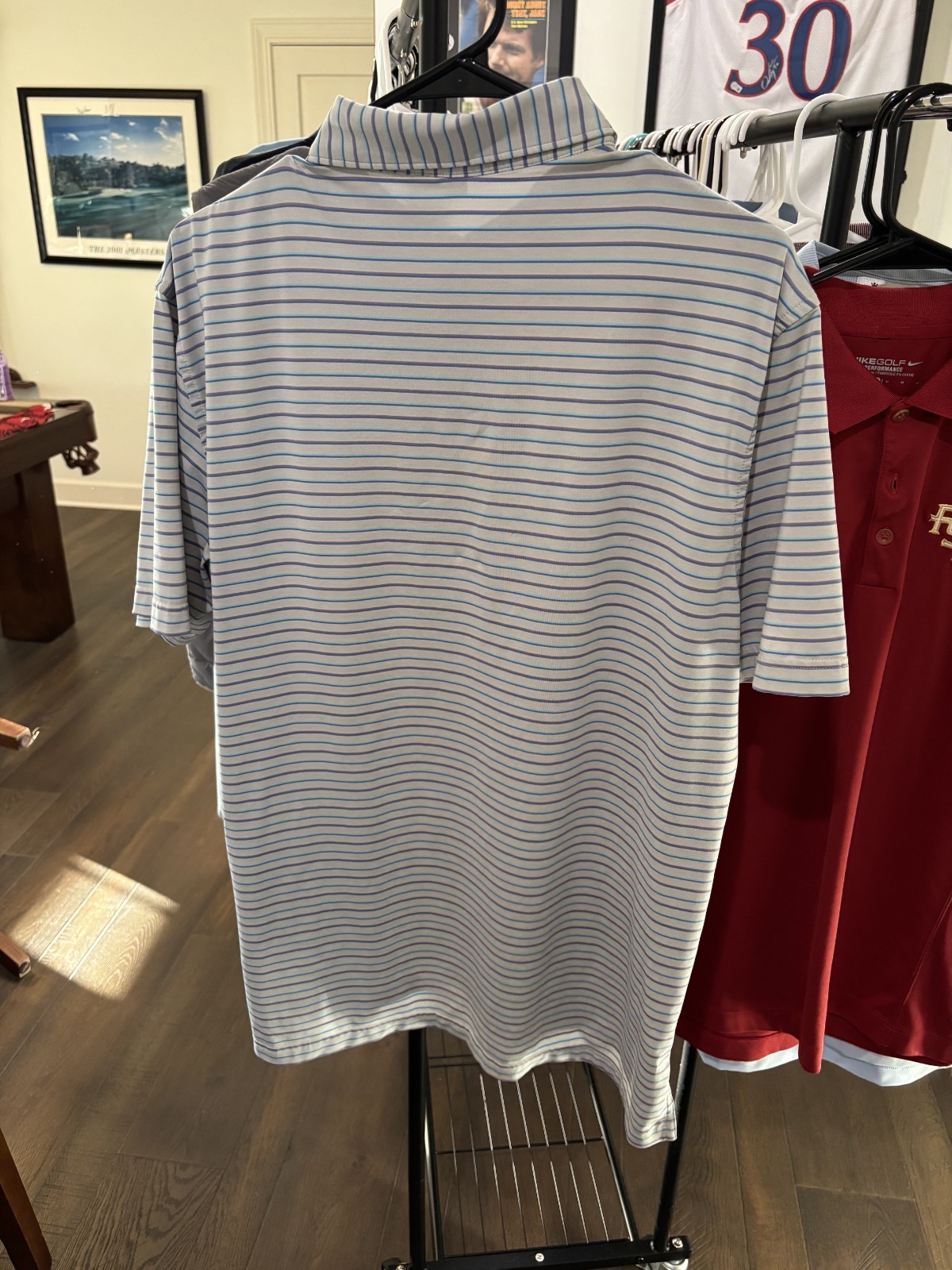 Peter Millar Summer Comfort Polo Shirt Mens M Ballyneal Golf Club Blue Stripe