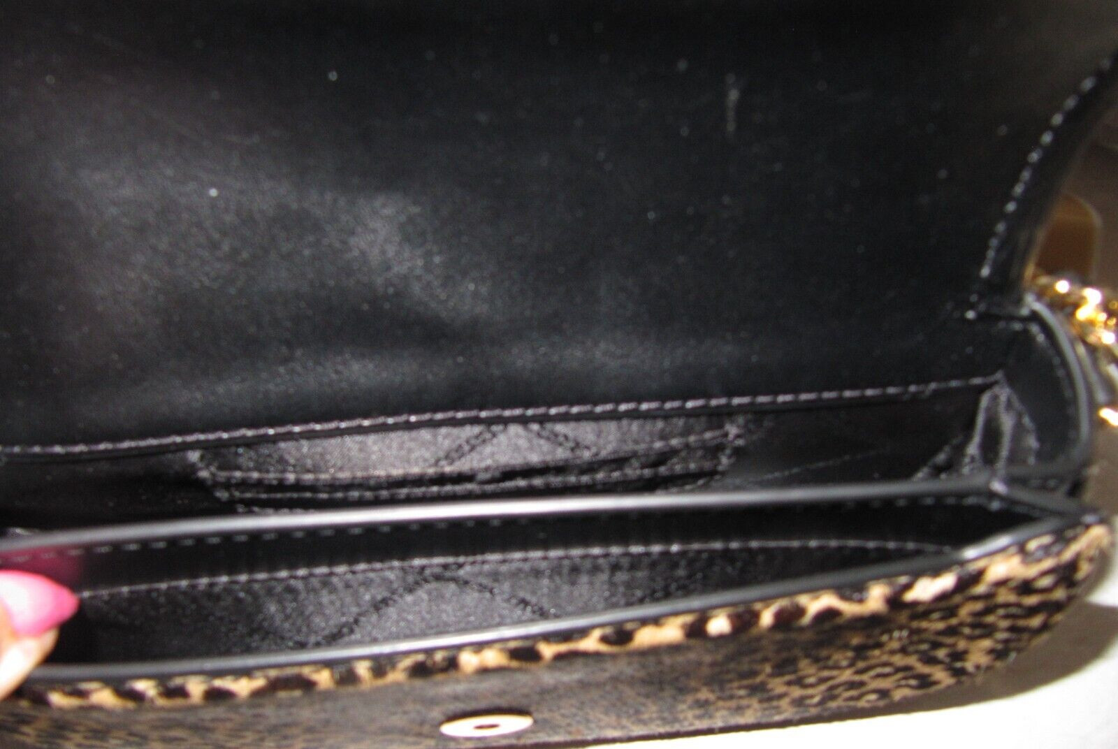 Michael Kors Mila Leopard Haircalf Small E W Chain Sling Messenger Bag NWT $328