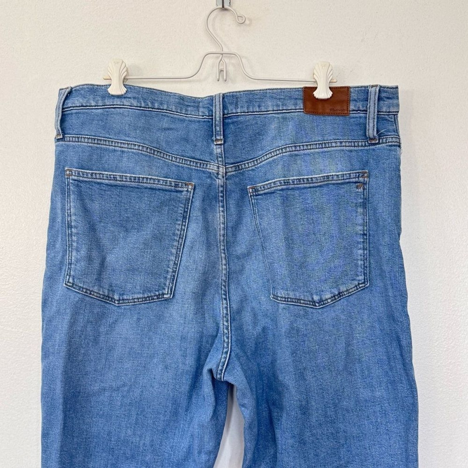 Madewell High Rise Slim Boyjean Blue Wash Distressed Jeans Sz 32