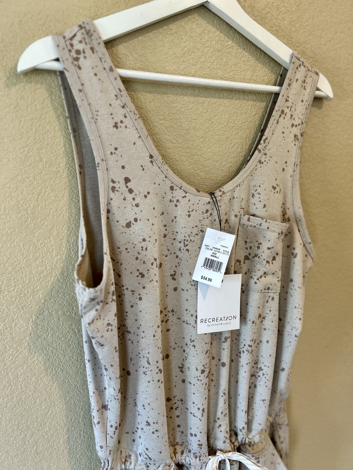 Recreation by Thread & Supply Romper Oat Milk Splatter Cinch Waist Pockets Sz. S