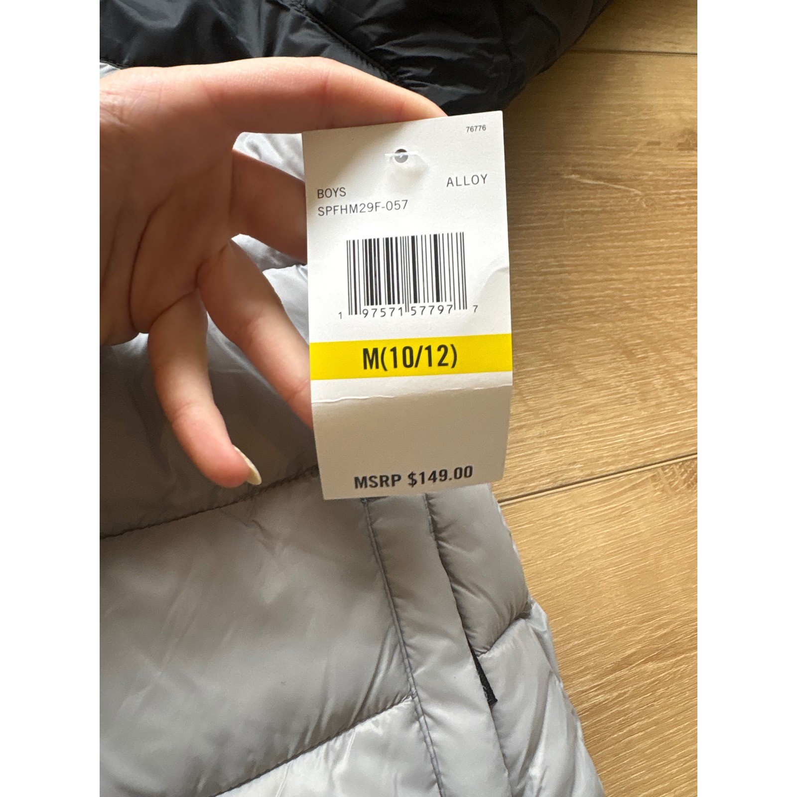 Spyder Boys Alloy Puffer Jacket Grey Black Blue Hooded Winter Coat size M 10/12