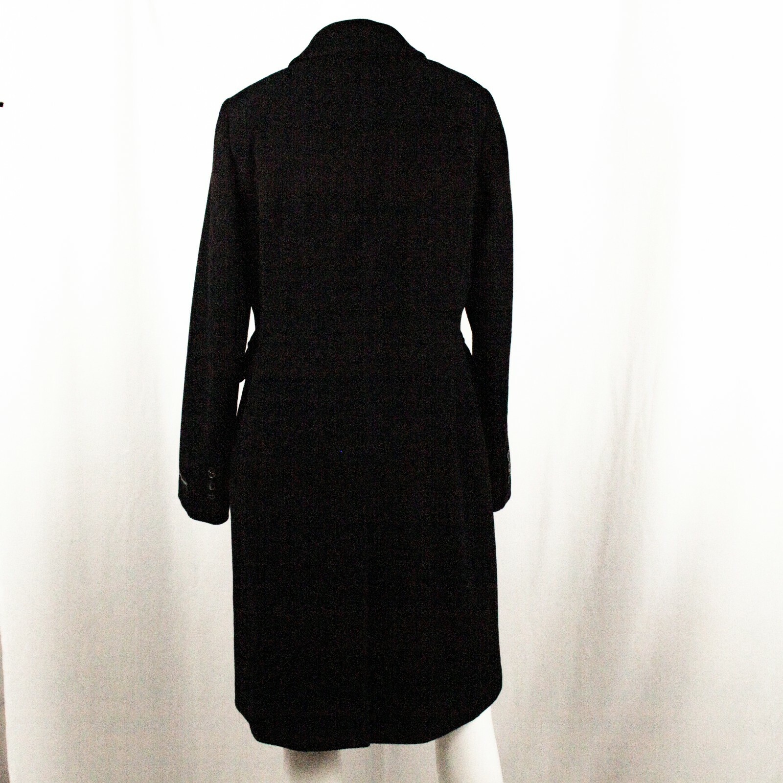 DEBENHAMS New Black Solid Cashmere Wool Women Double Breasted Coat Size 8, 12UK