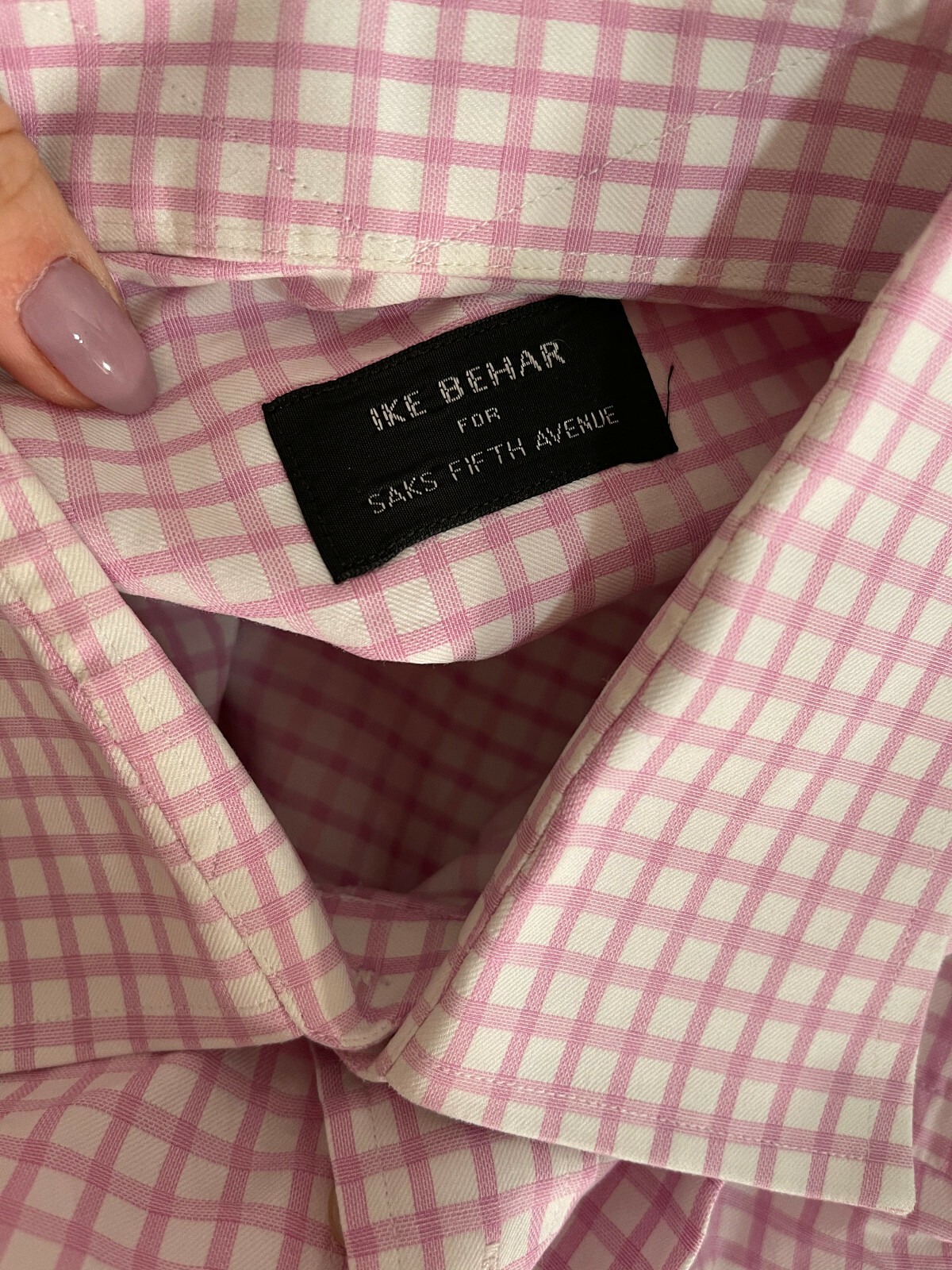 Saks Fifth Avenue Men’s White/Pink 100% Cotton Long Sleeve Dress Shirt Sz 16 1/2