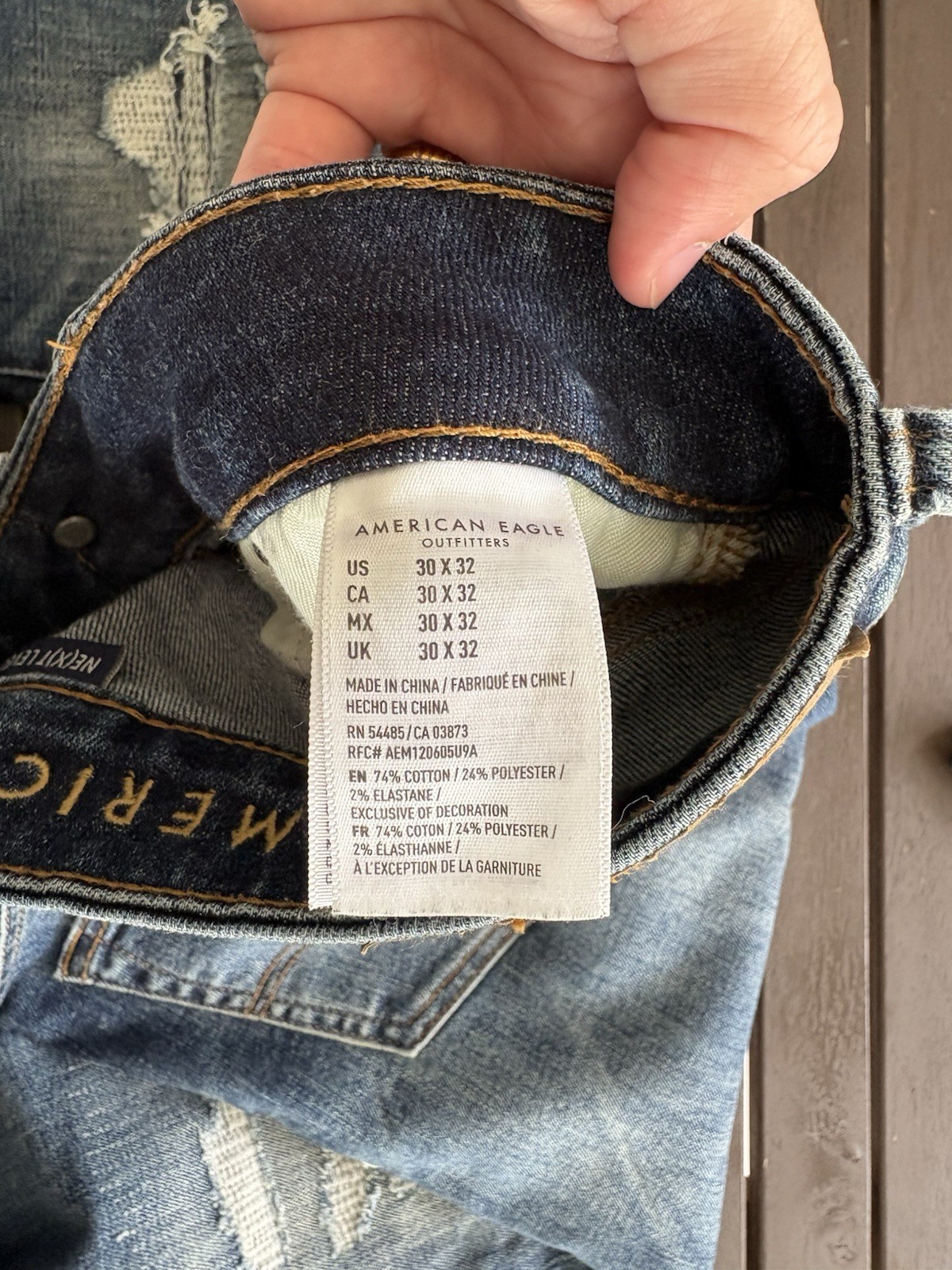 American Eagle Dark Wash Next Level AirFlex Distressed Skinny Jeans Men’s 30×32