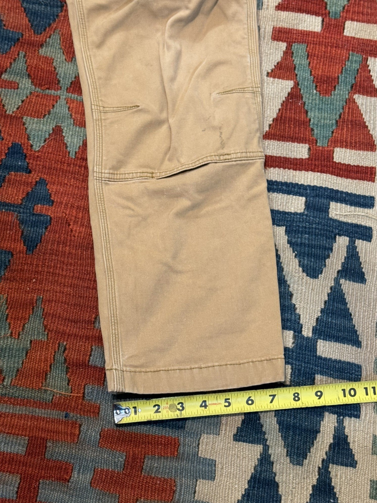 Carhartt Men’s Size 36×34 Relaxed Double Front Utility Work Pant Tan Distressed