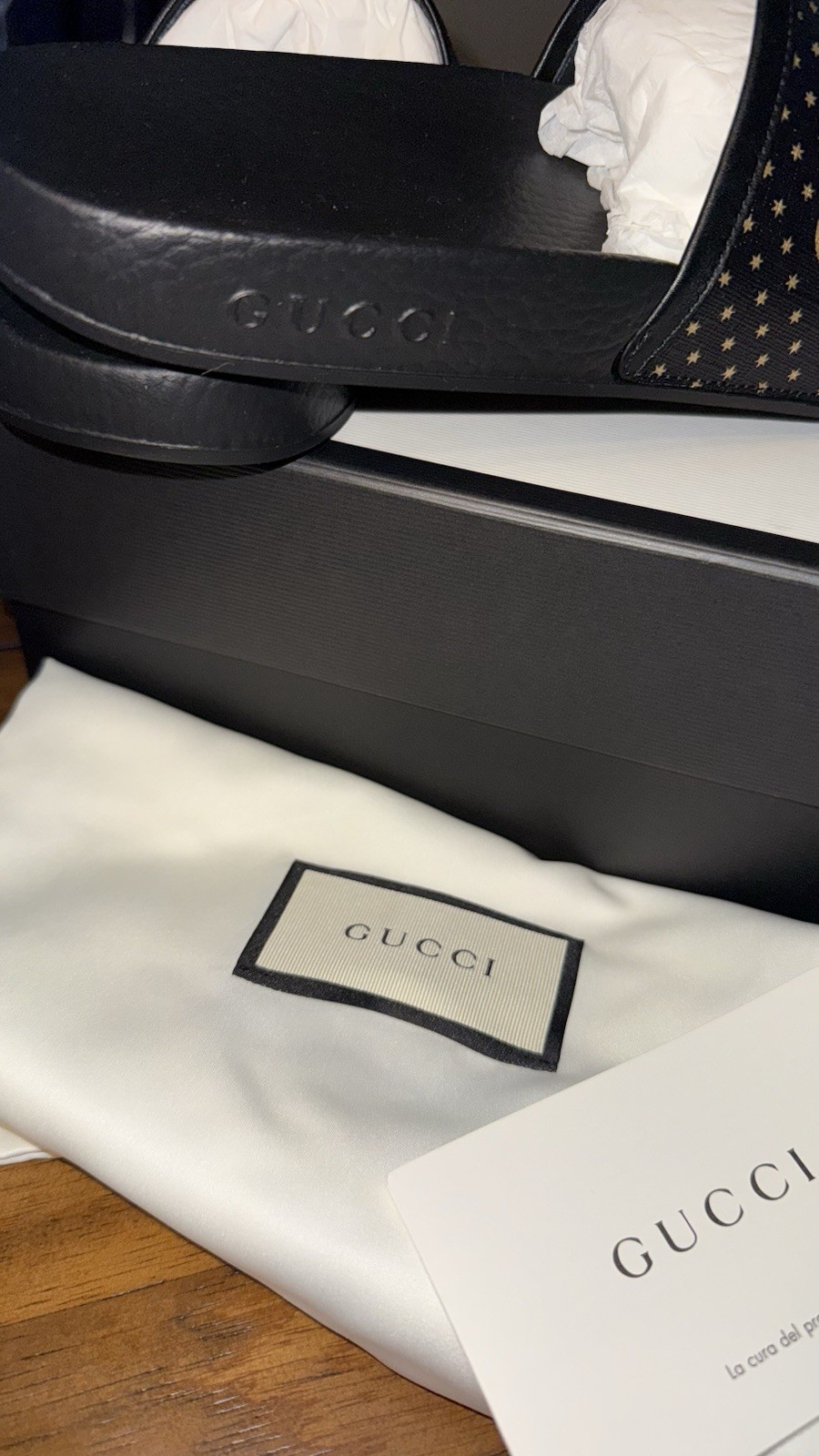 NEW GUCCI LIMITED EDITION SEGA Slides Gold/Black – (Size 8)