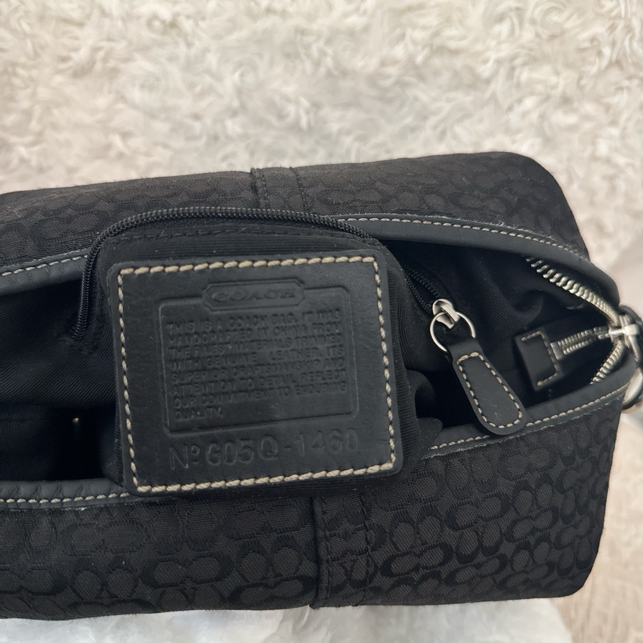 Coach Signature Black Small hobo Shoulder Bag Silver Hardware Zip Top