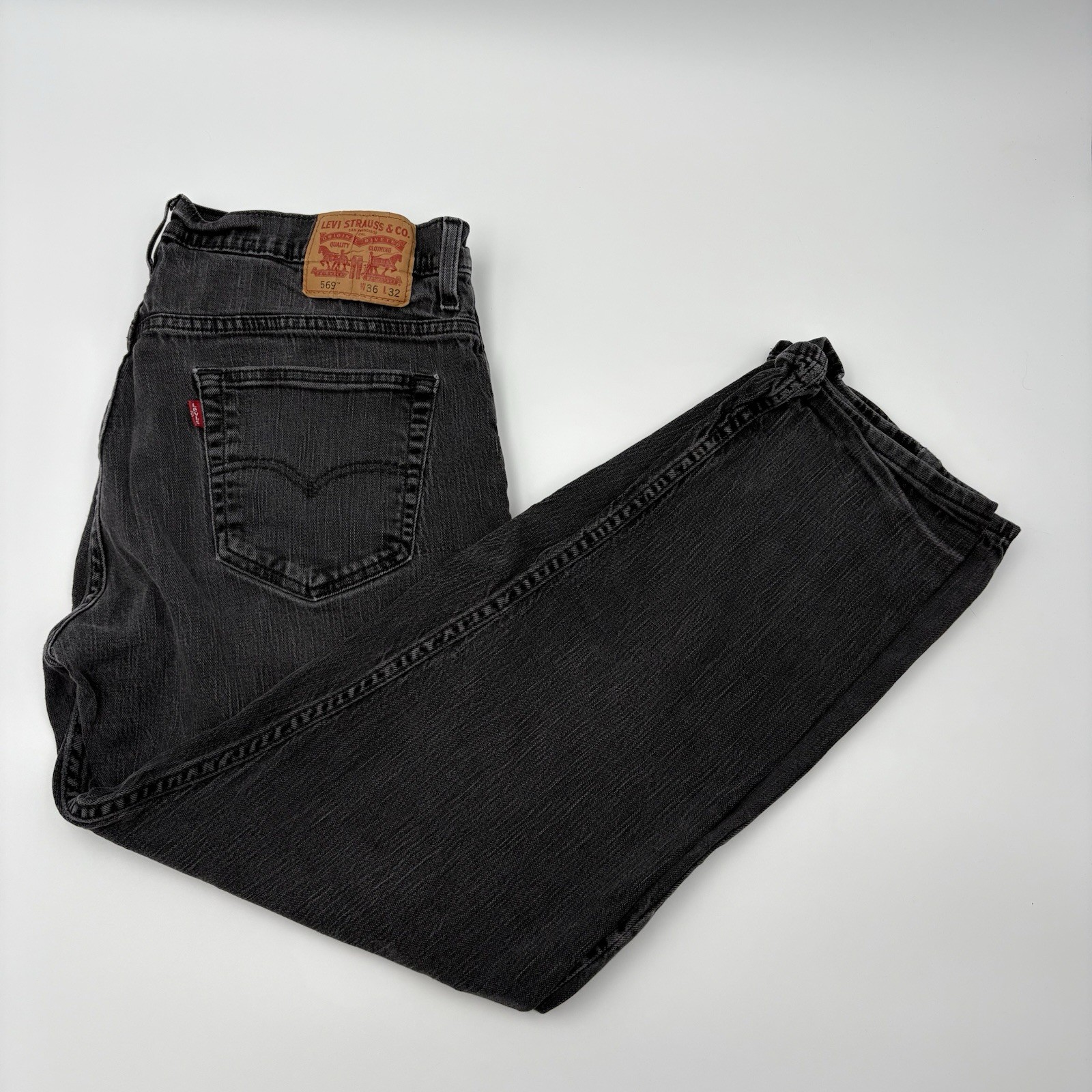 Levi’s 569 Loose Straight Fit Black Jeans Mens 36×32 Cotton Denim