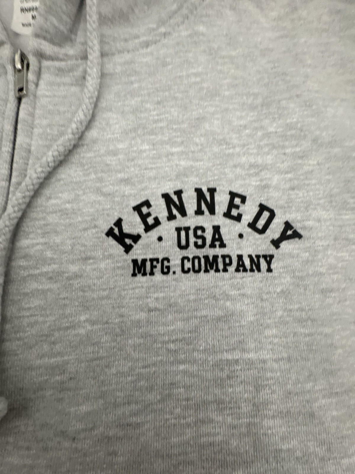 Kennedy USA MFG Company Zip Hoodie Gray Medium Full Zip Fleece Sweatshirt NWT