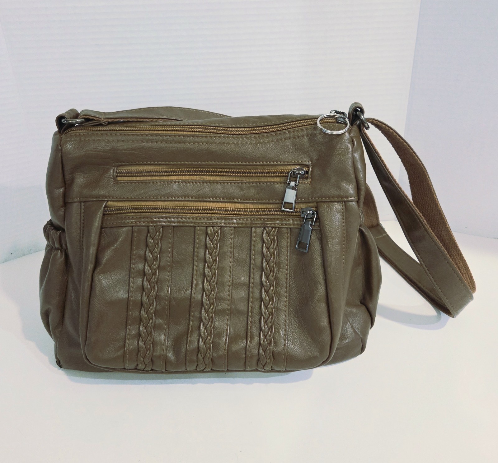 ELDA Purse Soft PU Leather Brown Ladies Crossbody Purse Multi Pocket READ