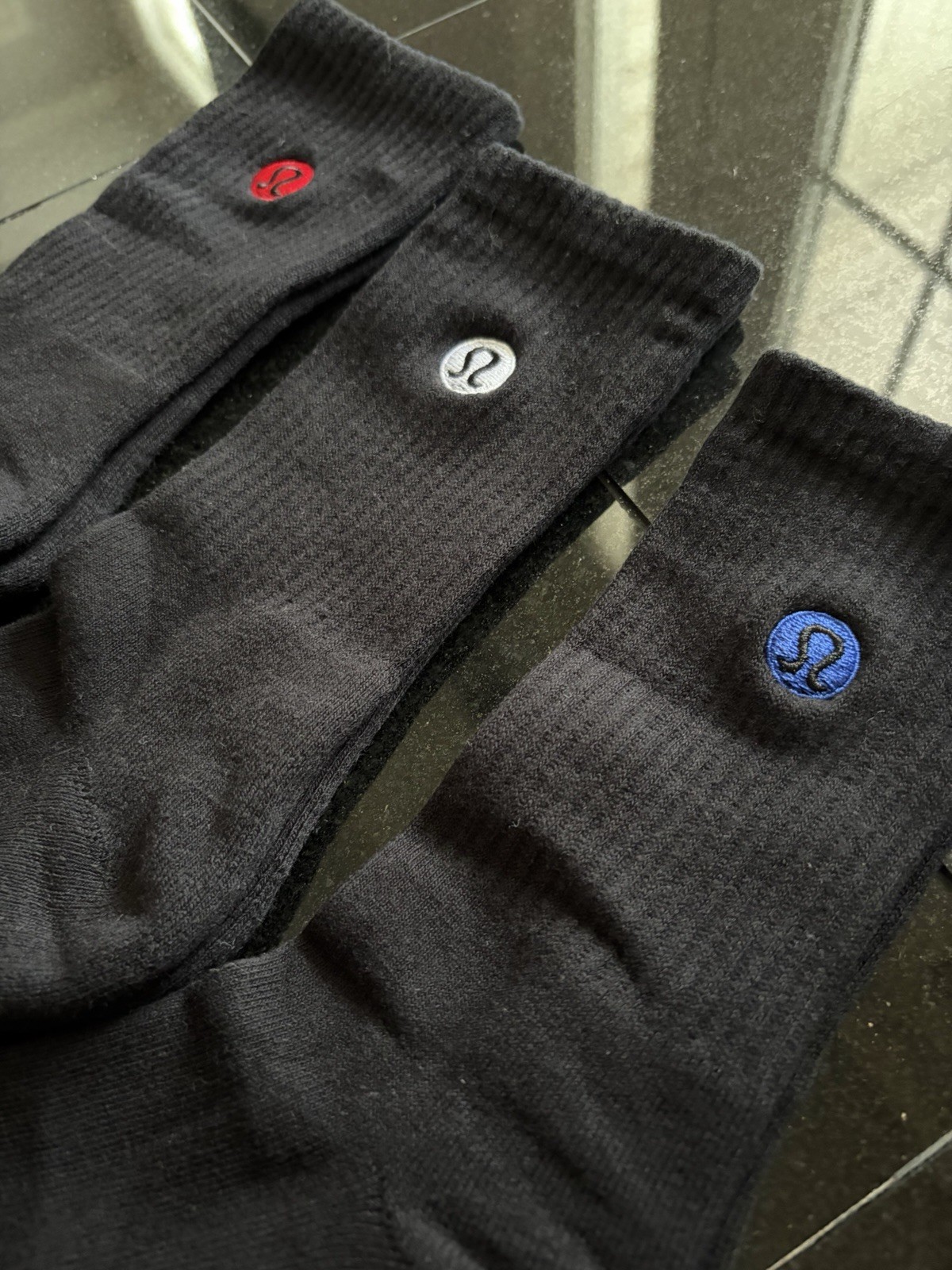 lululemo Crew Socks Size S Black 3 Pairs