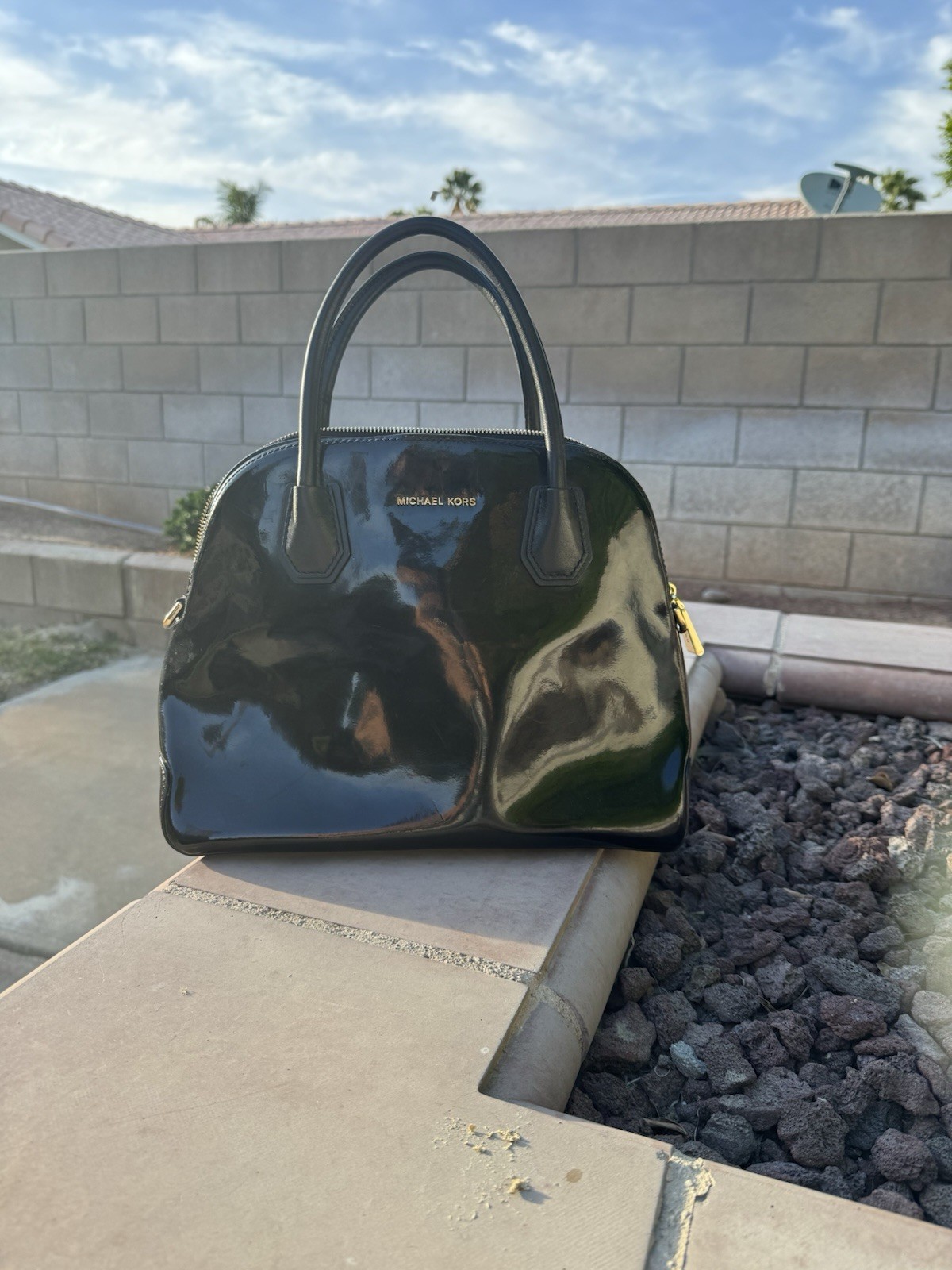 Michael Kors Patent Leather Satchel Handbag Classic Everyday Use