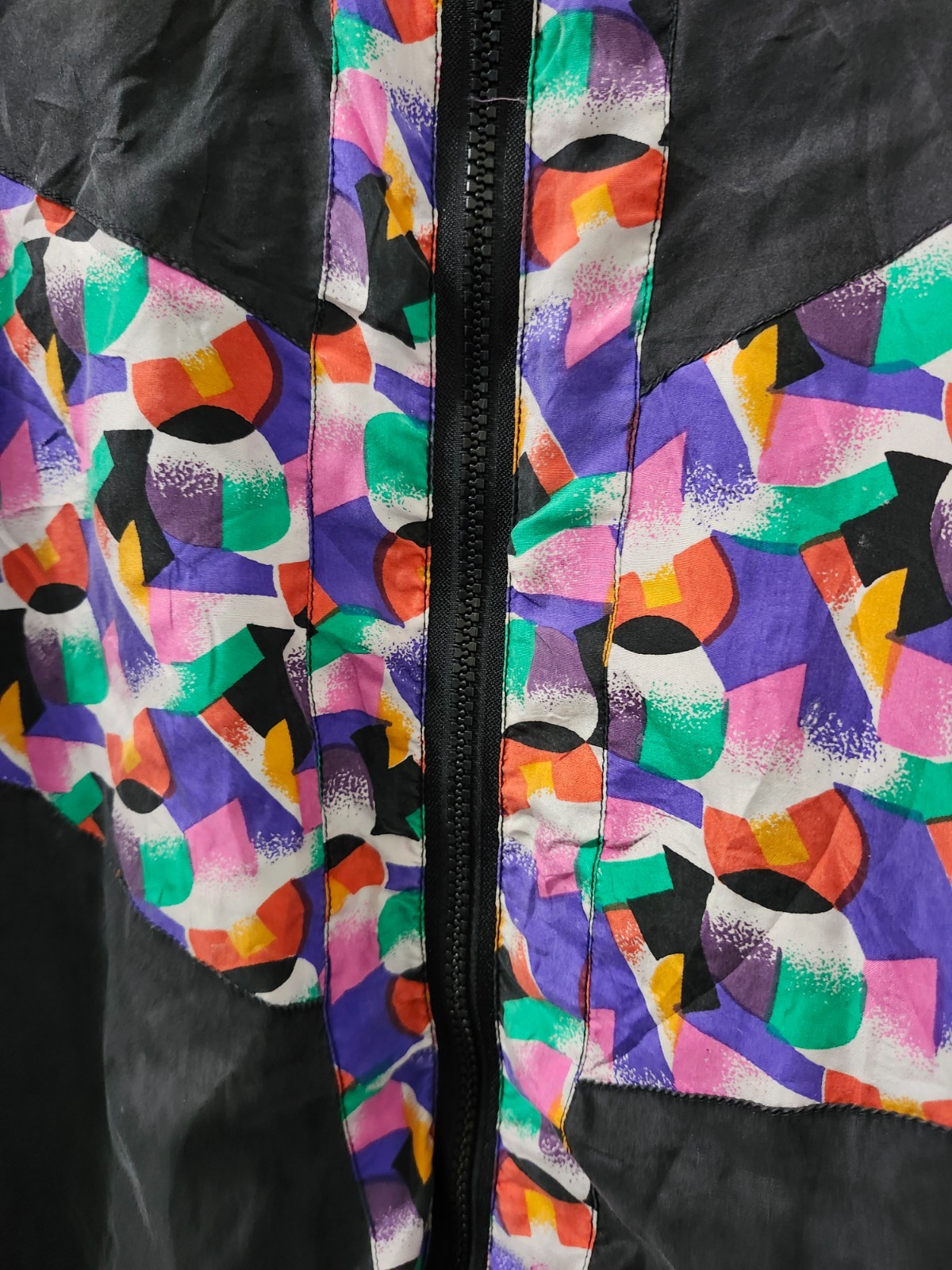 Robert Stock Limited Jacket Mens S Zip Windbreaker Silk Colorblock Wrapround VTG