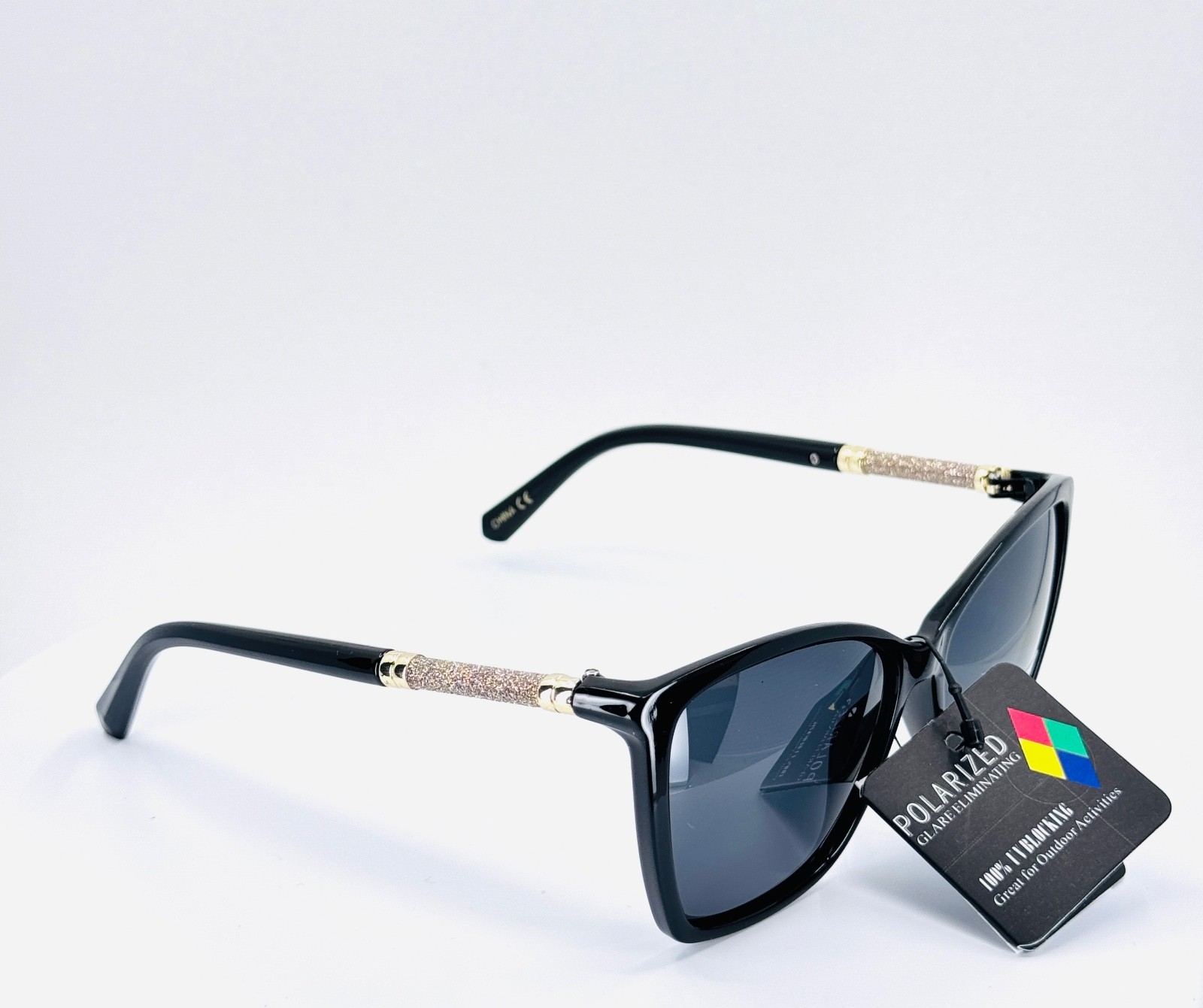 VG PZ-VG29332 BLACK GOLD Womens Semi Cat Eye Full Rim Sunglasses Grey Lens
