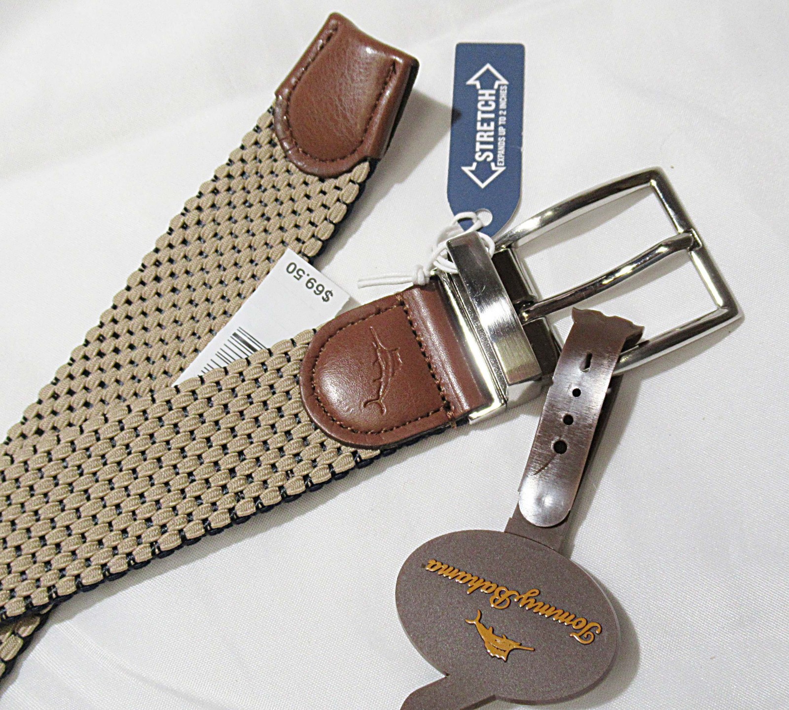 Tommy Bahama Reversible Elastic Woven Stretch belt Size 38-40 NWT MSRP $69.00