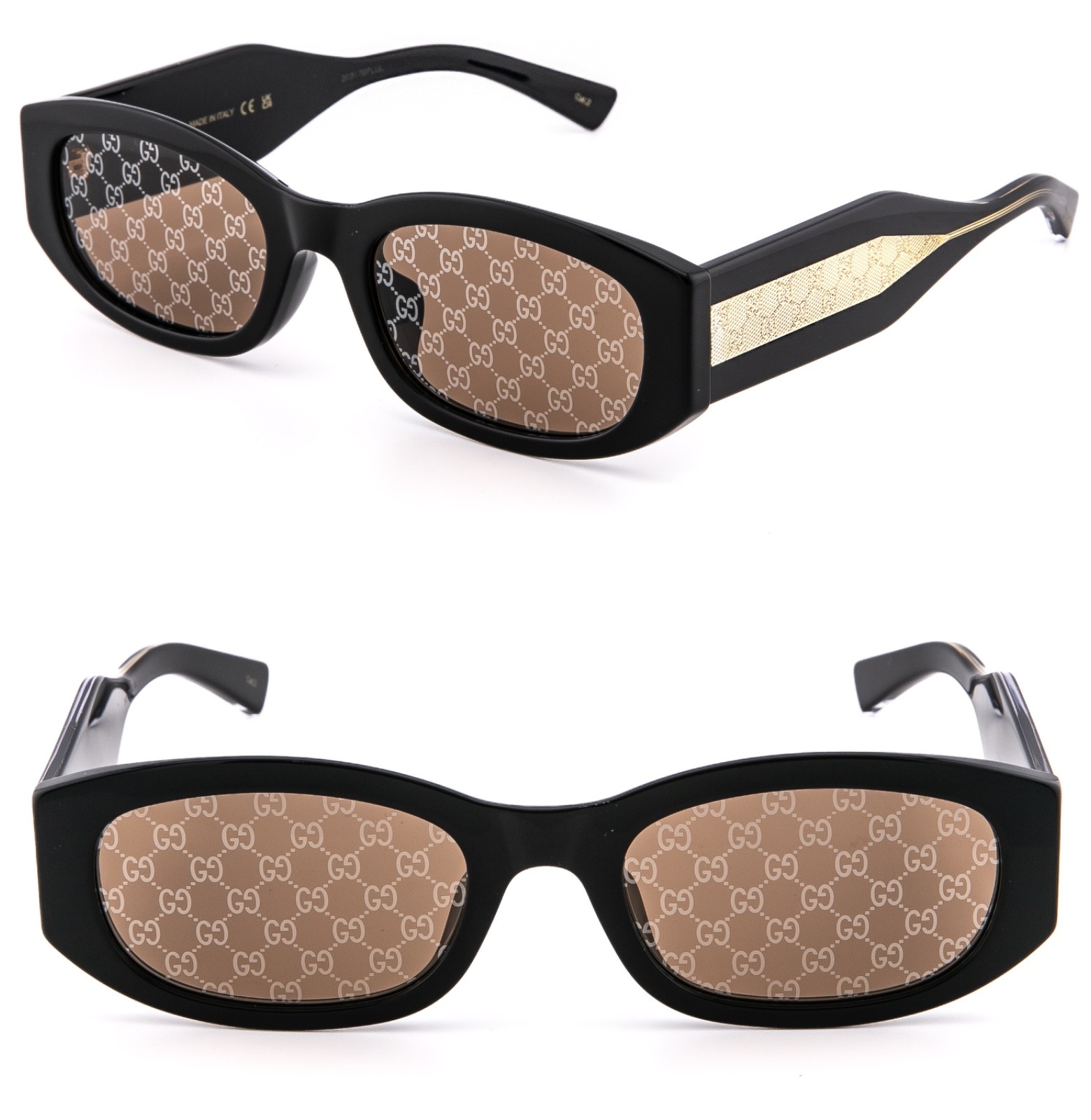 GUCCI 2068 Black Brown GG GUCCISSIMA Print Logo GG2068SA Geometric Sunglass 004