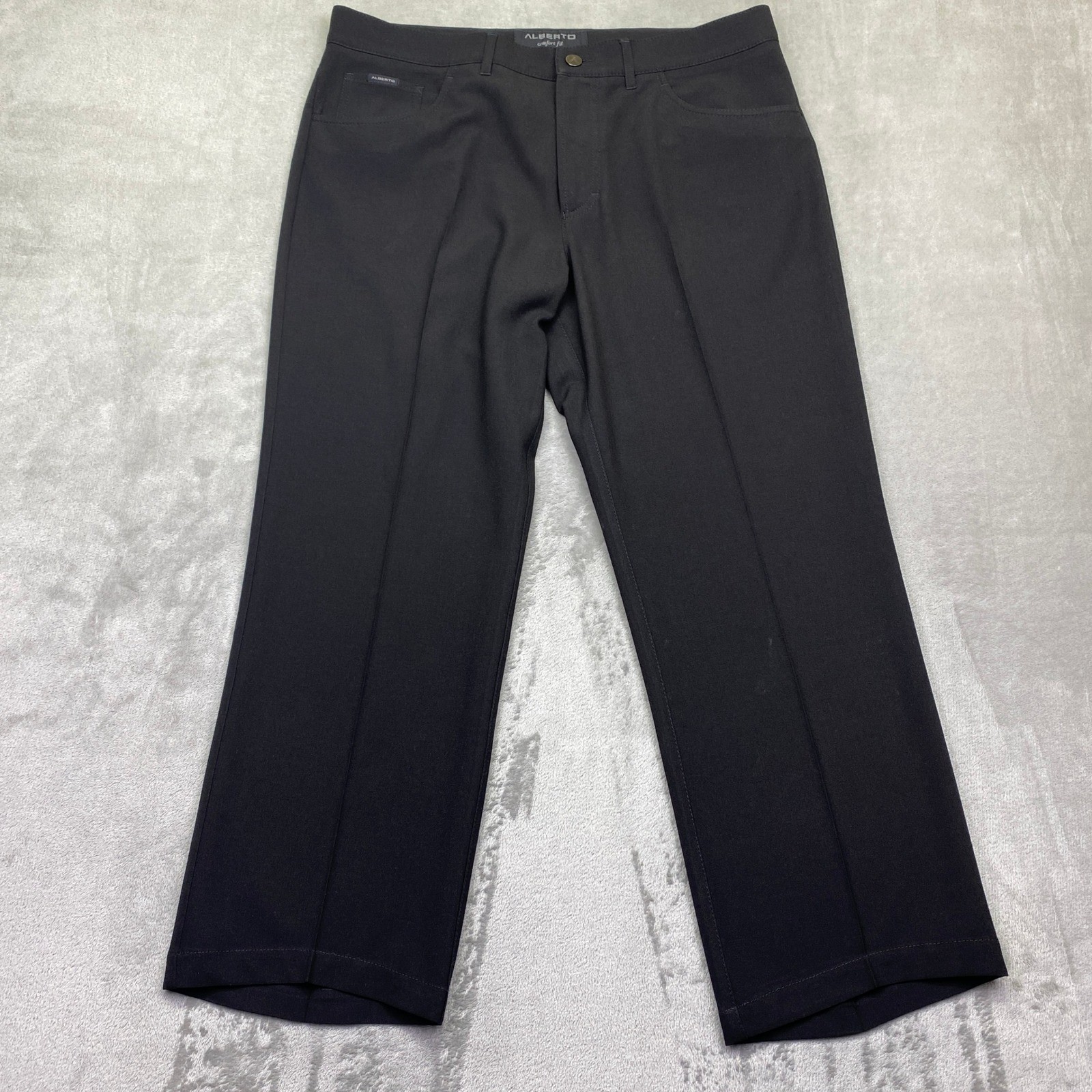 Alberto Tom Ceramica Comfort Fit Pants Mens 52 Black Technical Dress Trousers