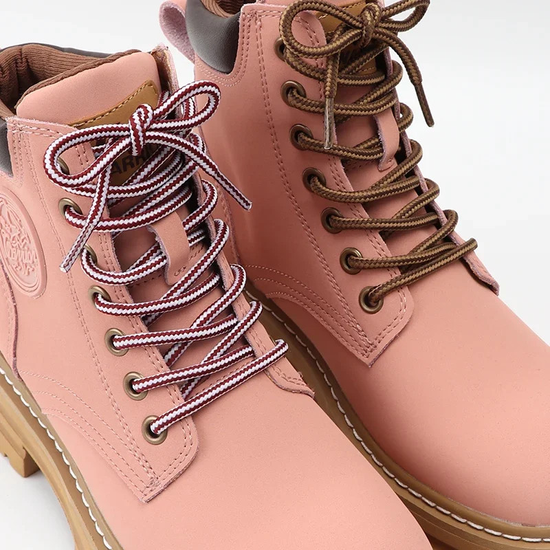 1 Pair Round Cotton Shoe Laces Striped Double Color Shoelaces Outdoor Boots and