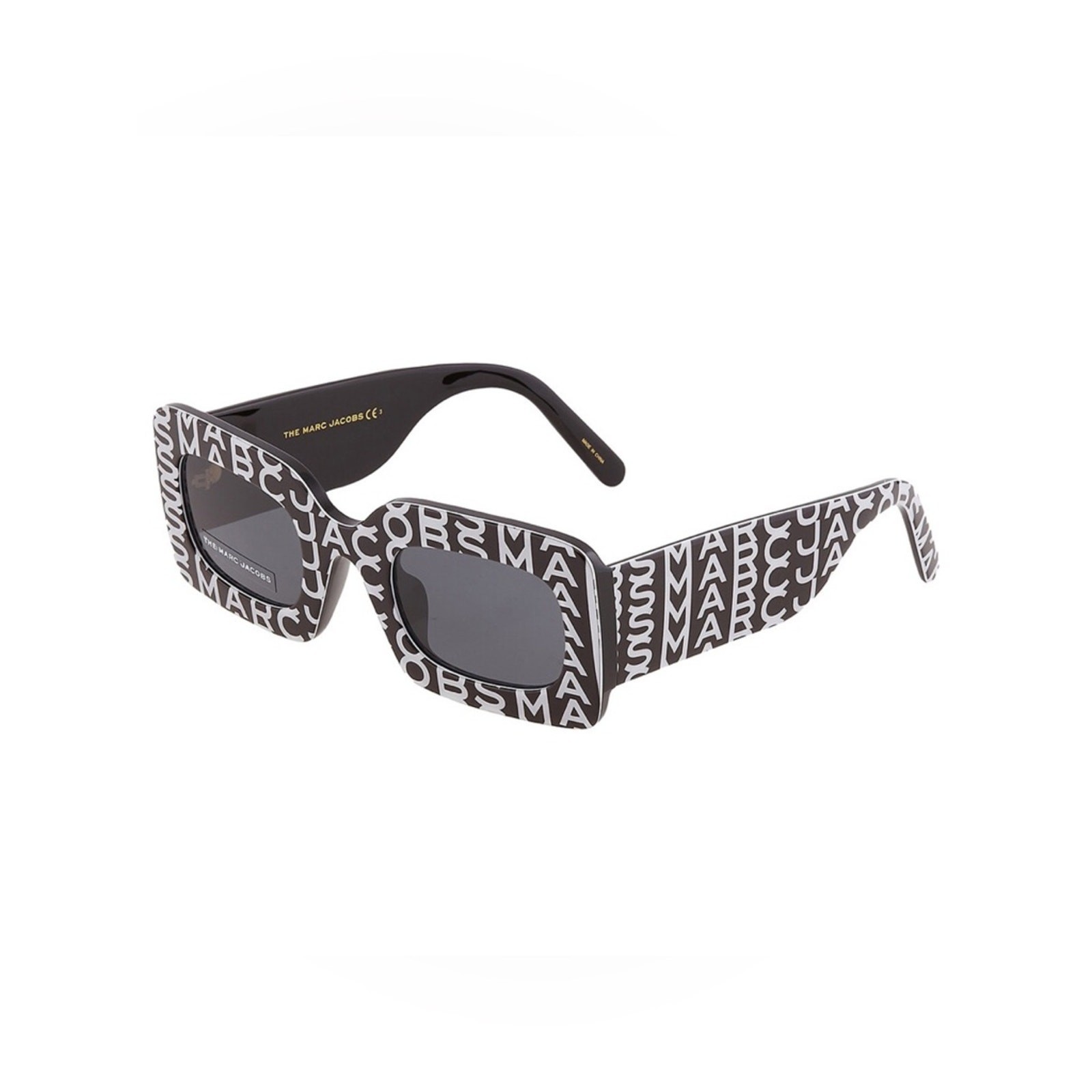 NWT MARC JACOBS Black & White Monogram Grey Square Ladies Sunglasses — One Size