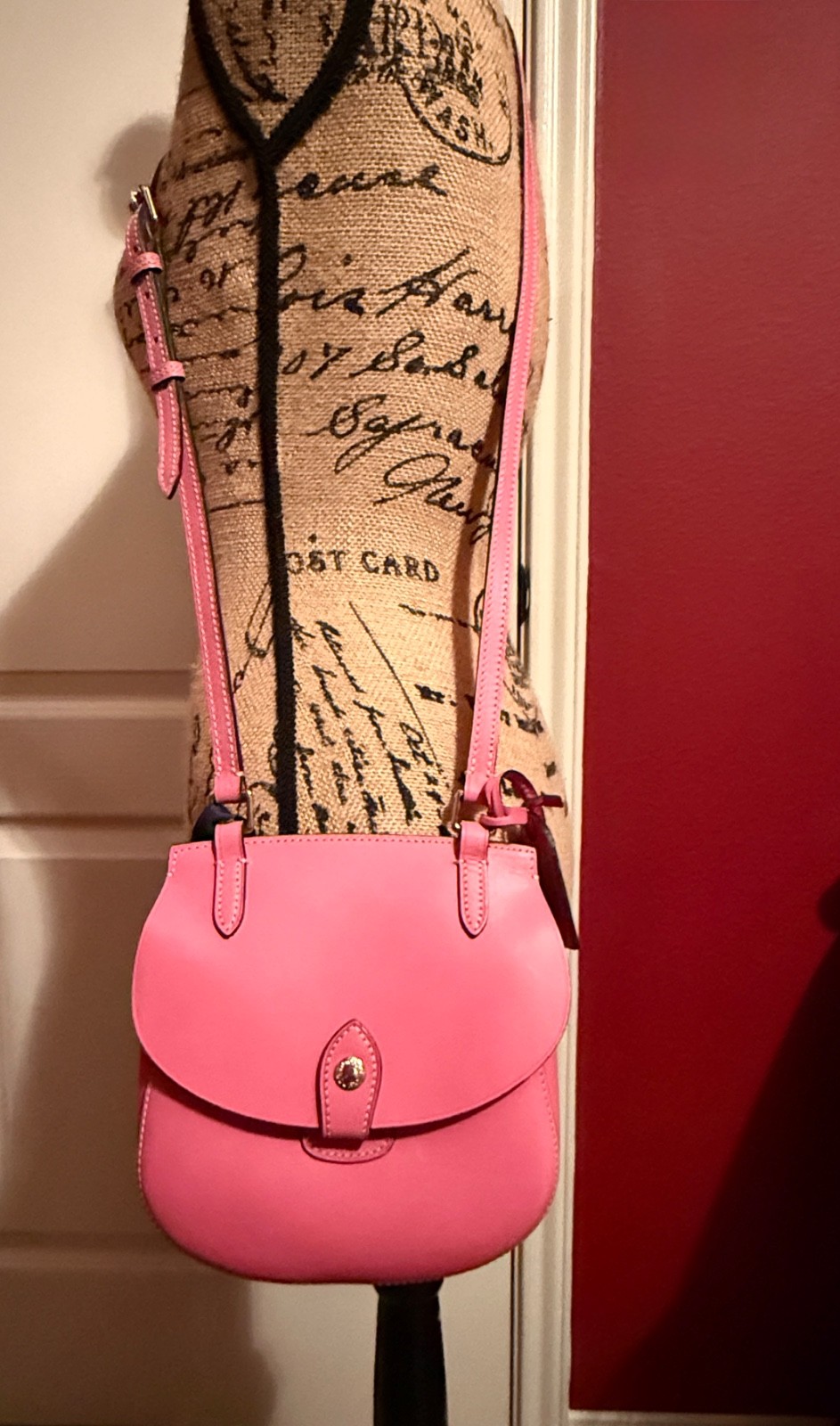Dooney & Bourke Medium Pink Shoulder Bag Turn Lock, Dust Bag & Registration Card